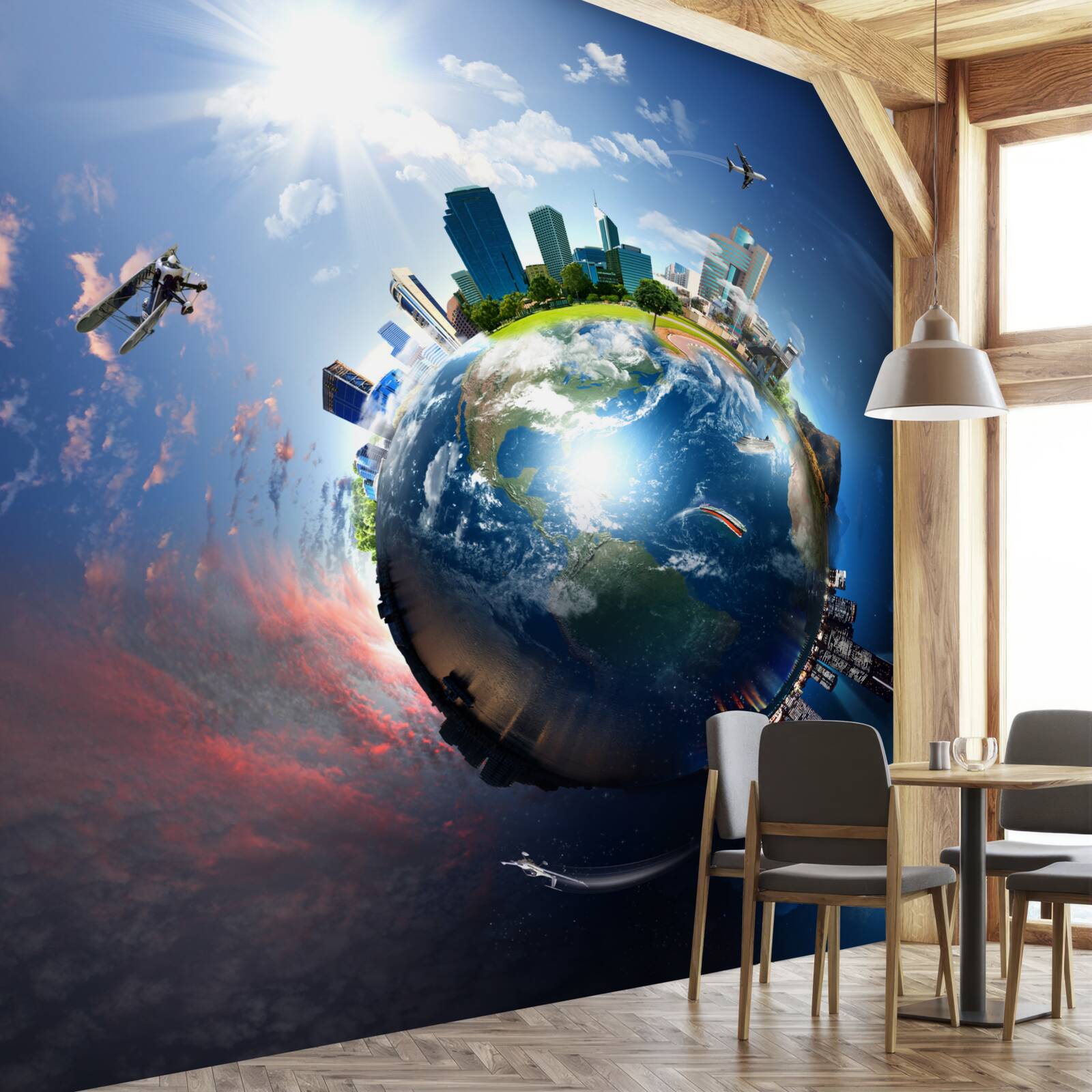 Fotobehang gemoderniseerde wereldbol