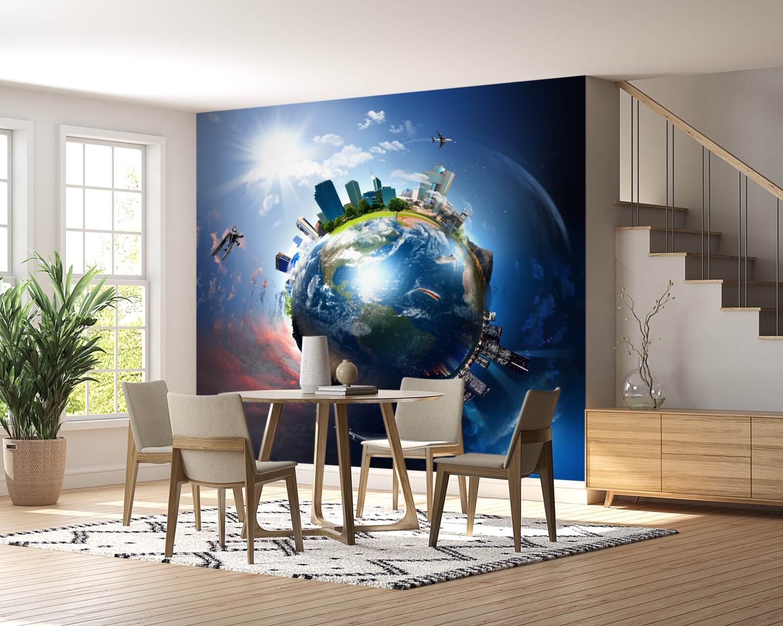 Fotobehang gemoderniseerde wereldbol