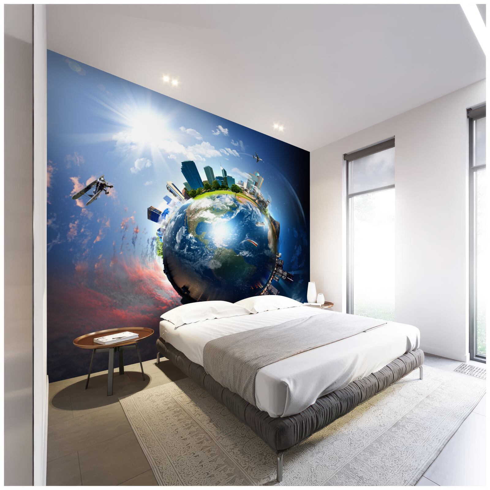 Fotobehang gemoderniseerde wereldbol