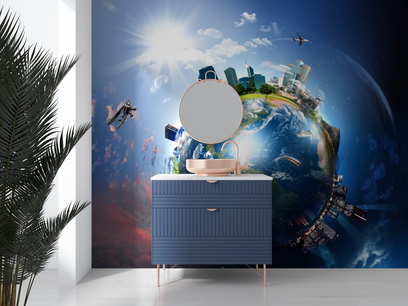 Fotobehang gemoderniseerde wereldbol