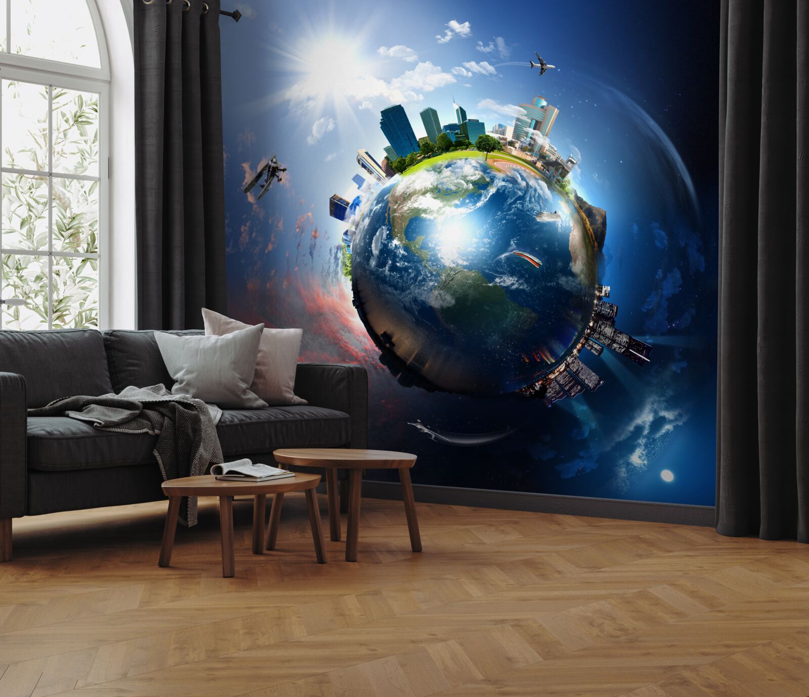 Fotobehang gemoderniseerde wereldbol