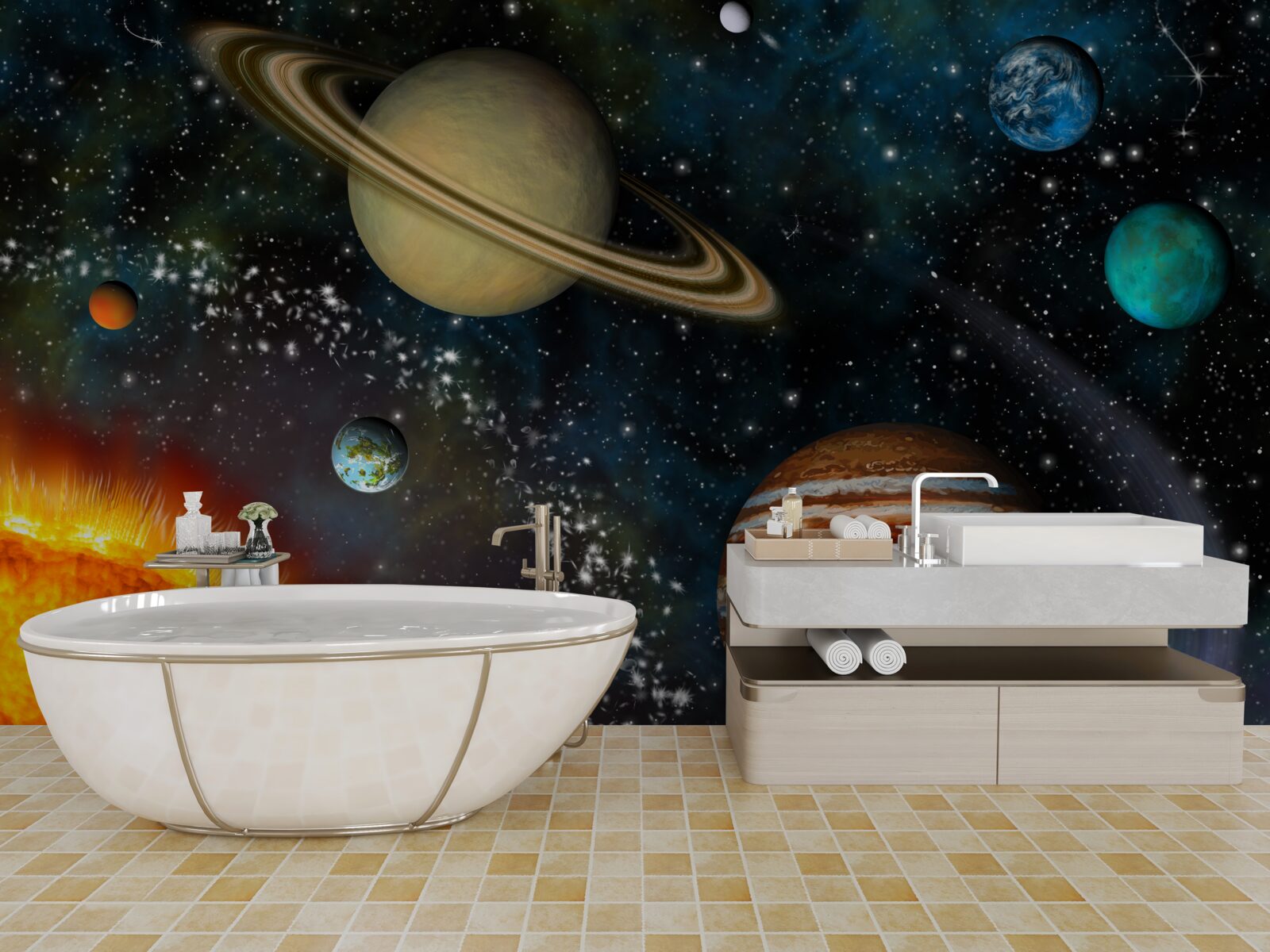 Fotobehang exclusieve processie van de planeten