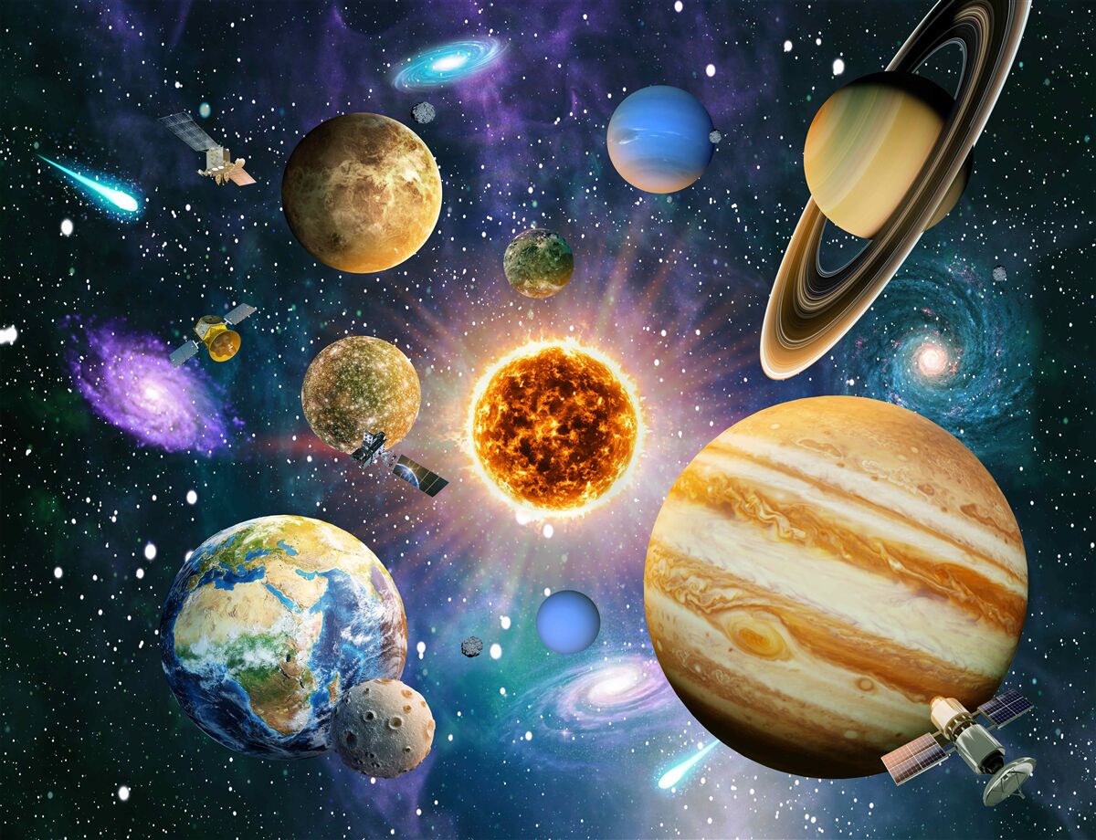 Fotobehang de vormen en tinten van de planeten zijn divers