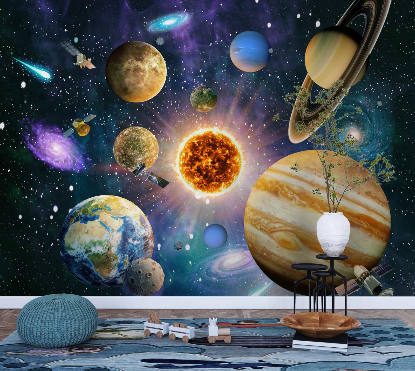 Fotobehang de vormen en tinten van de planeten zijn divers