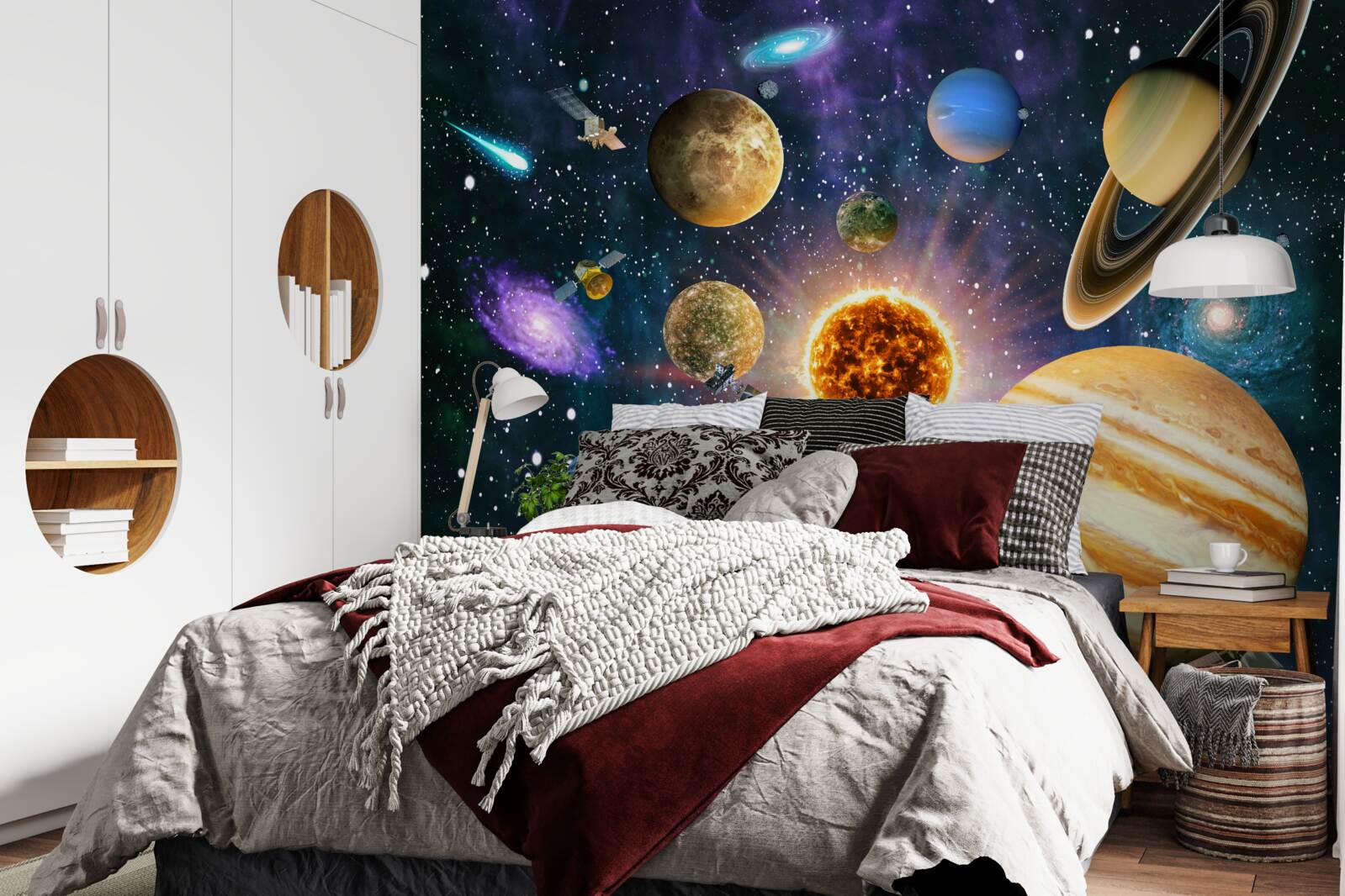 Fotobehang de vormen en tinten van de planeten zijn divers