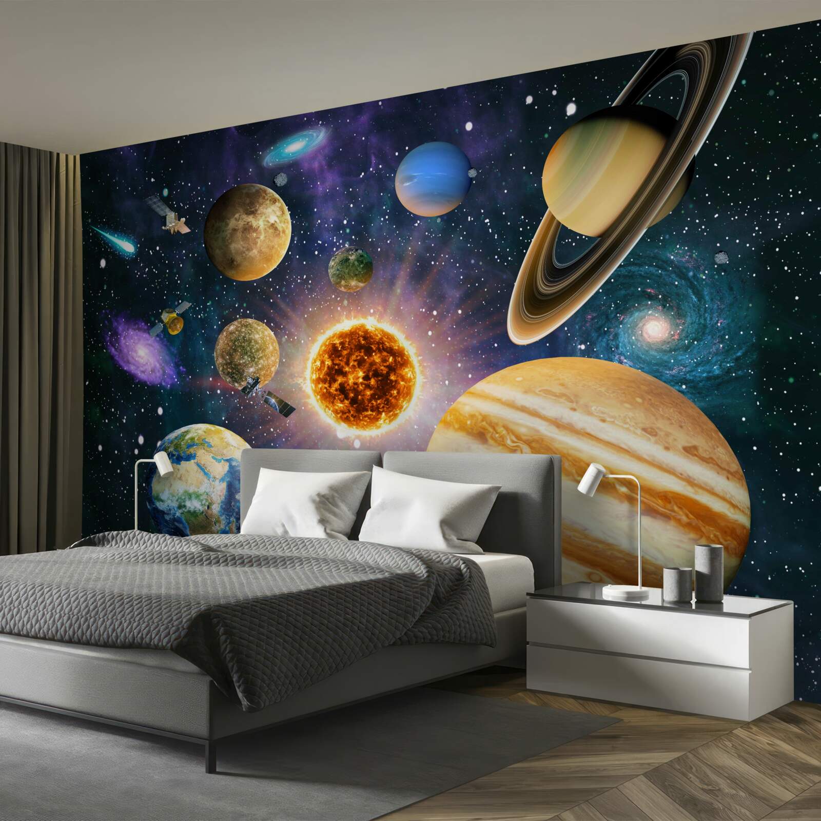 Fotobehang de vormen en tinten van de planeten zijn divers
