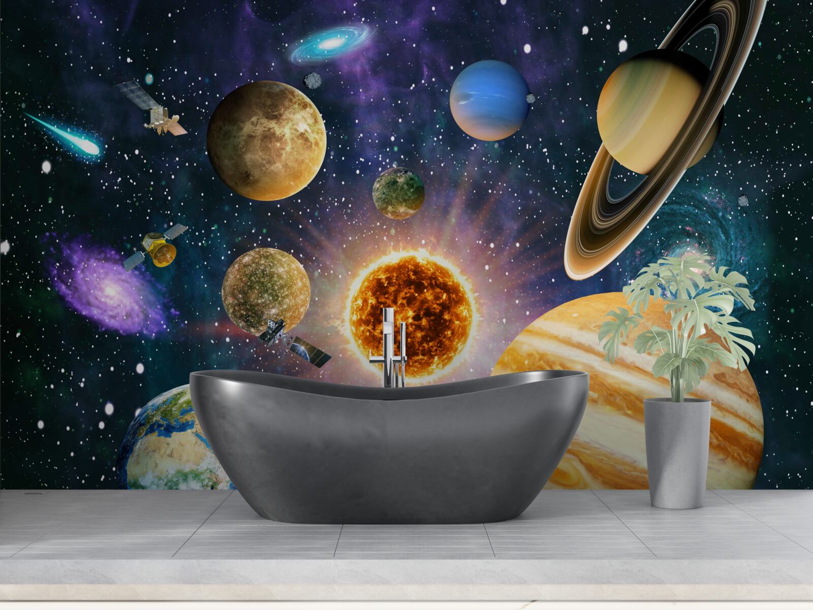 Fotobehang de vormen en tinten van de planeten zijn divers