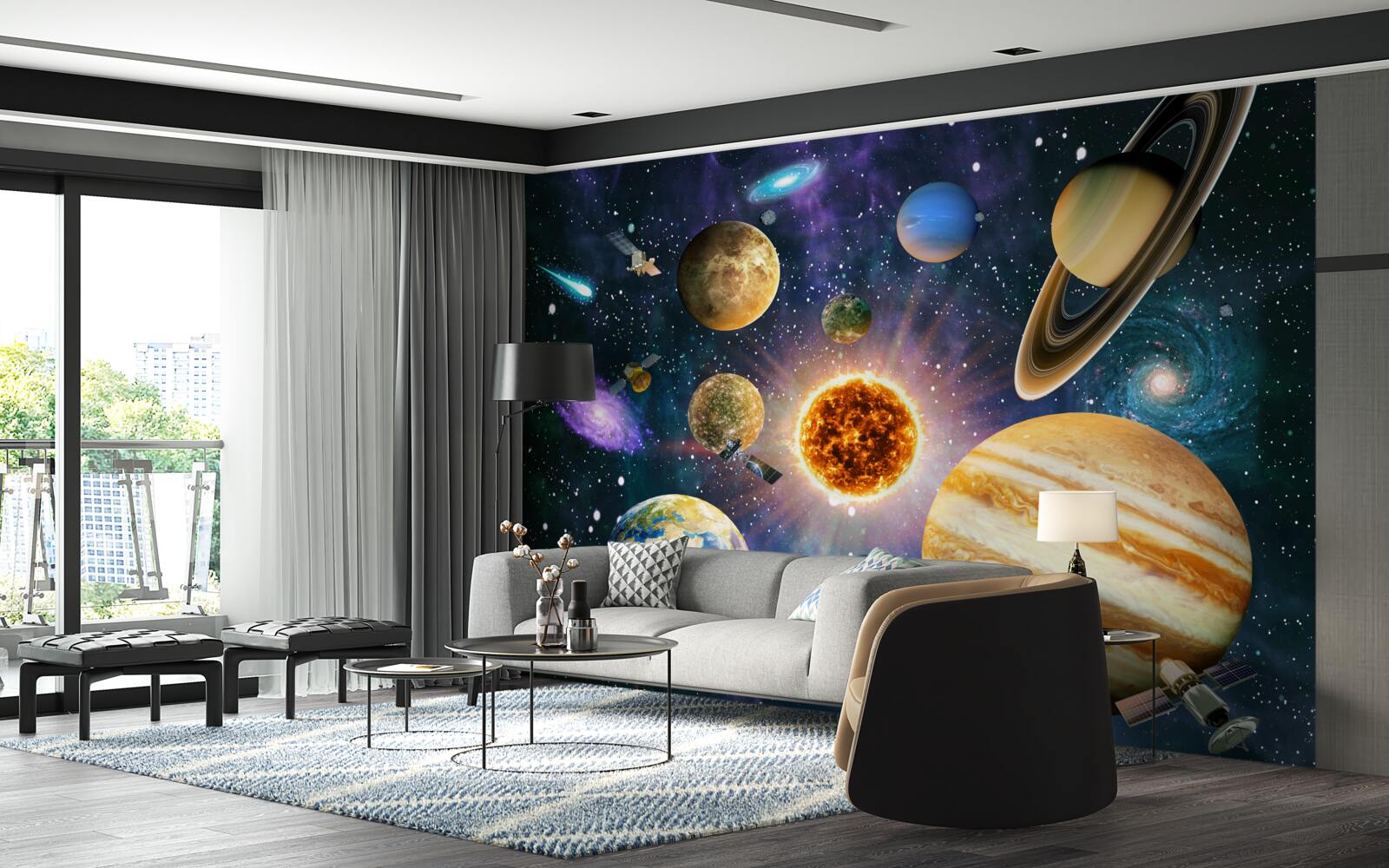 Fotobehang de vormen en tinten van de planeten zijn divers