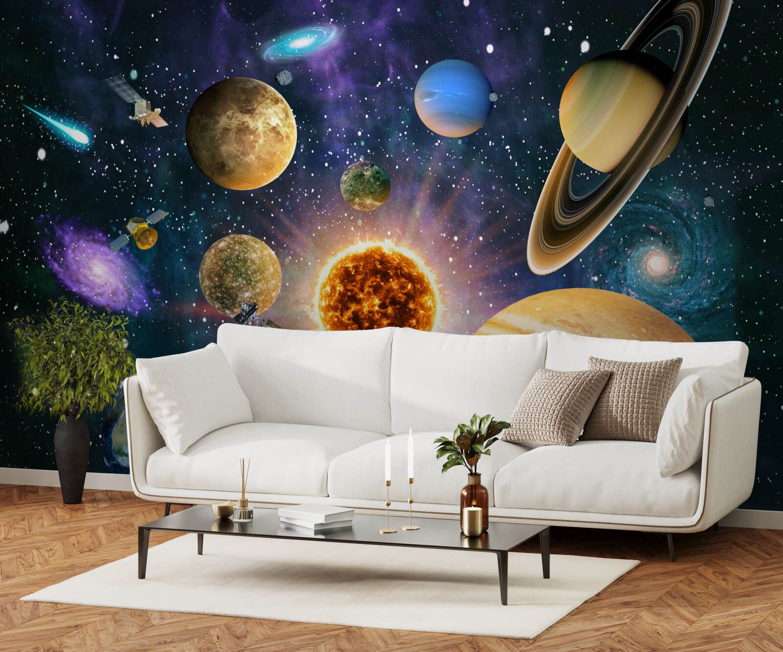 Fotobehang de vormen en tinten van de planeten zijn divers