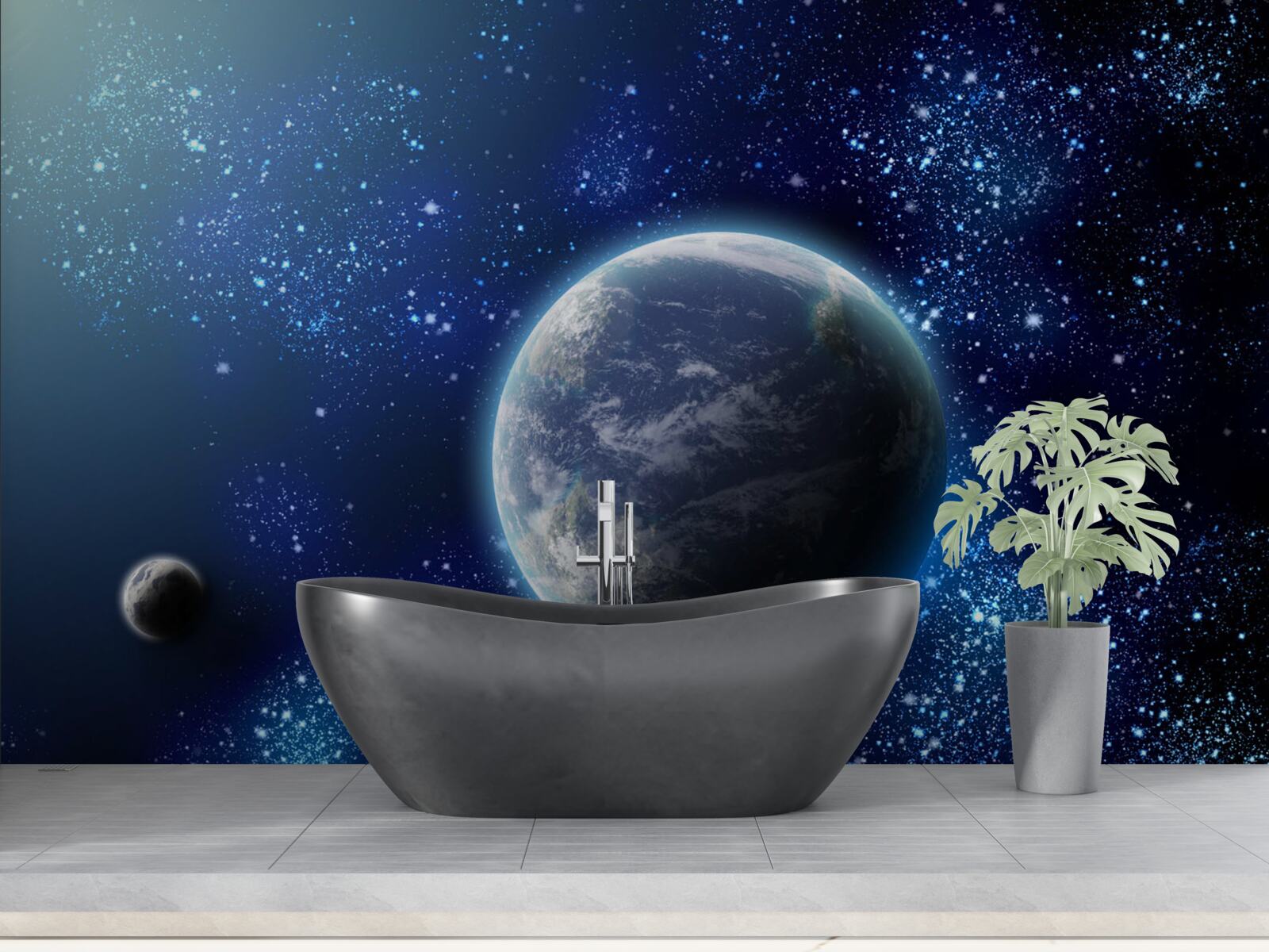 Fotobehang de ruimte als achtergrond voor de planeet