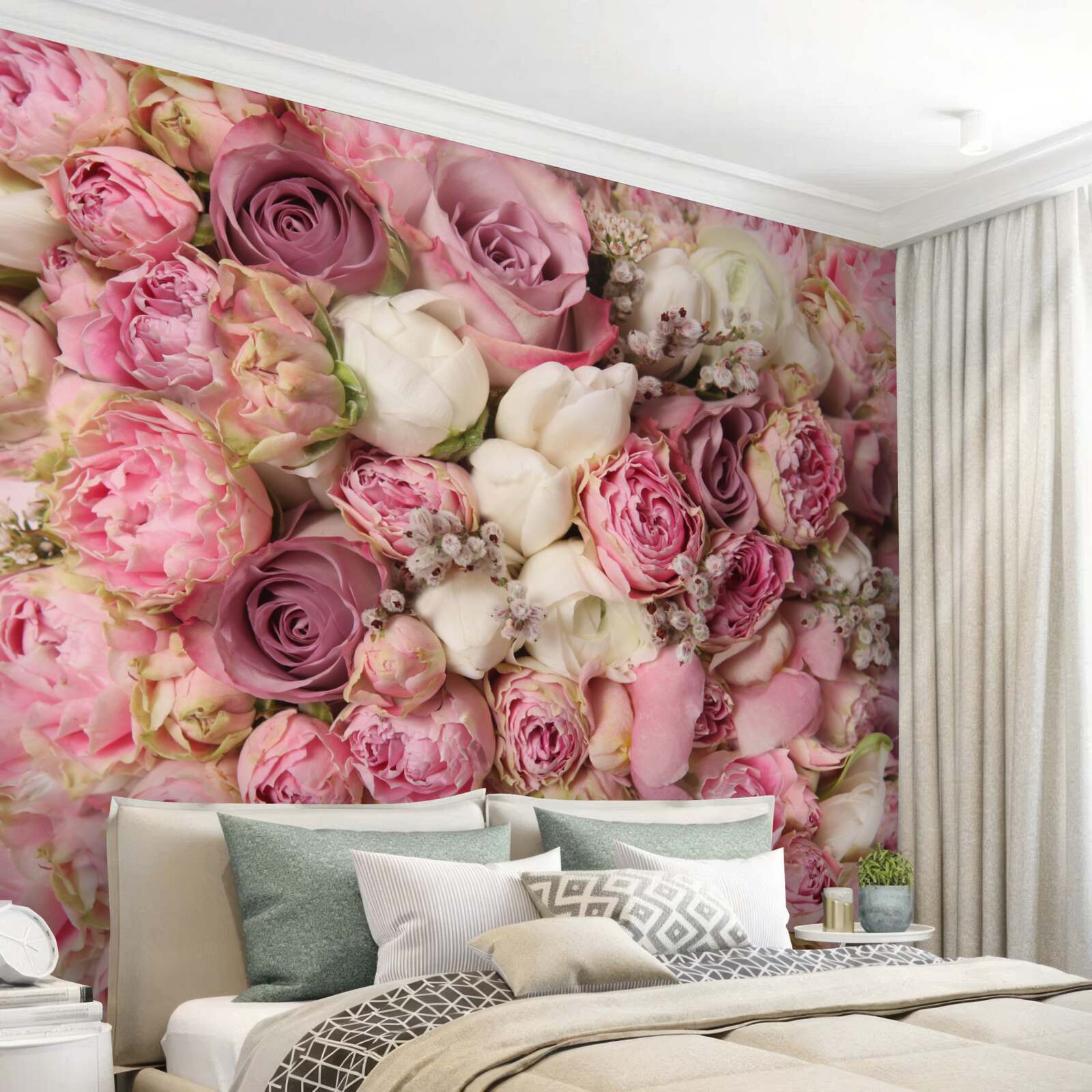 Fotobehang een prachtig boeket van veel verschillende bloemen