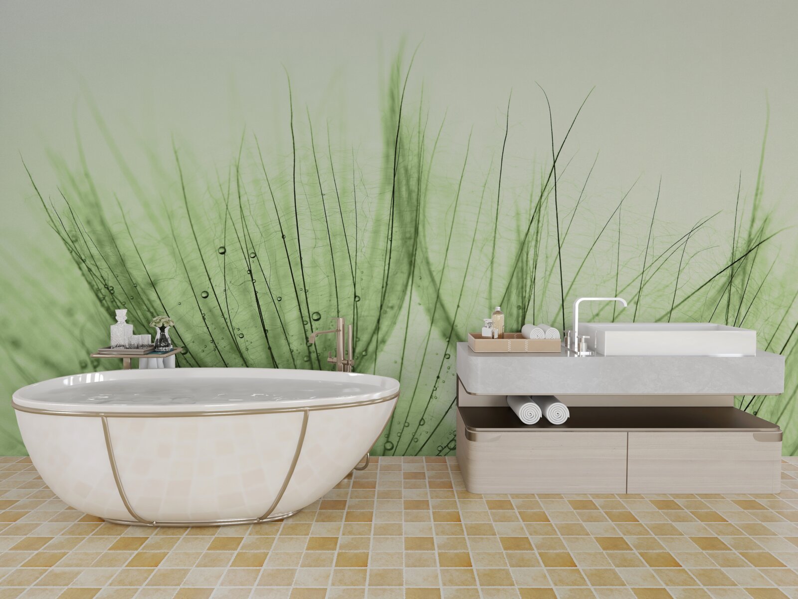 Fotobehang verzameling luchtige paardenbloemen