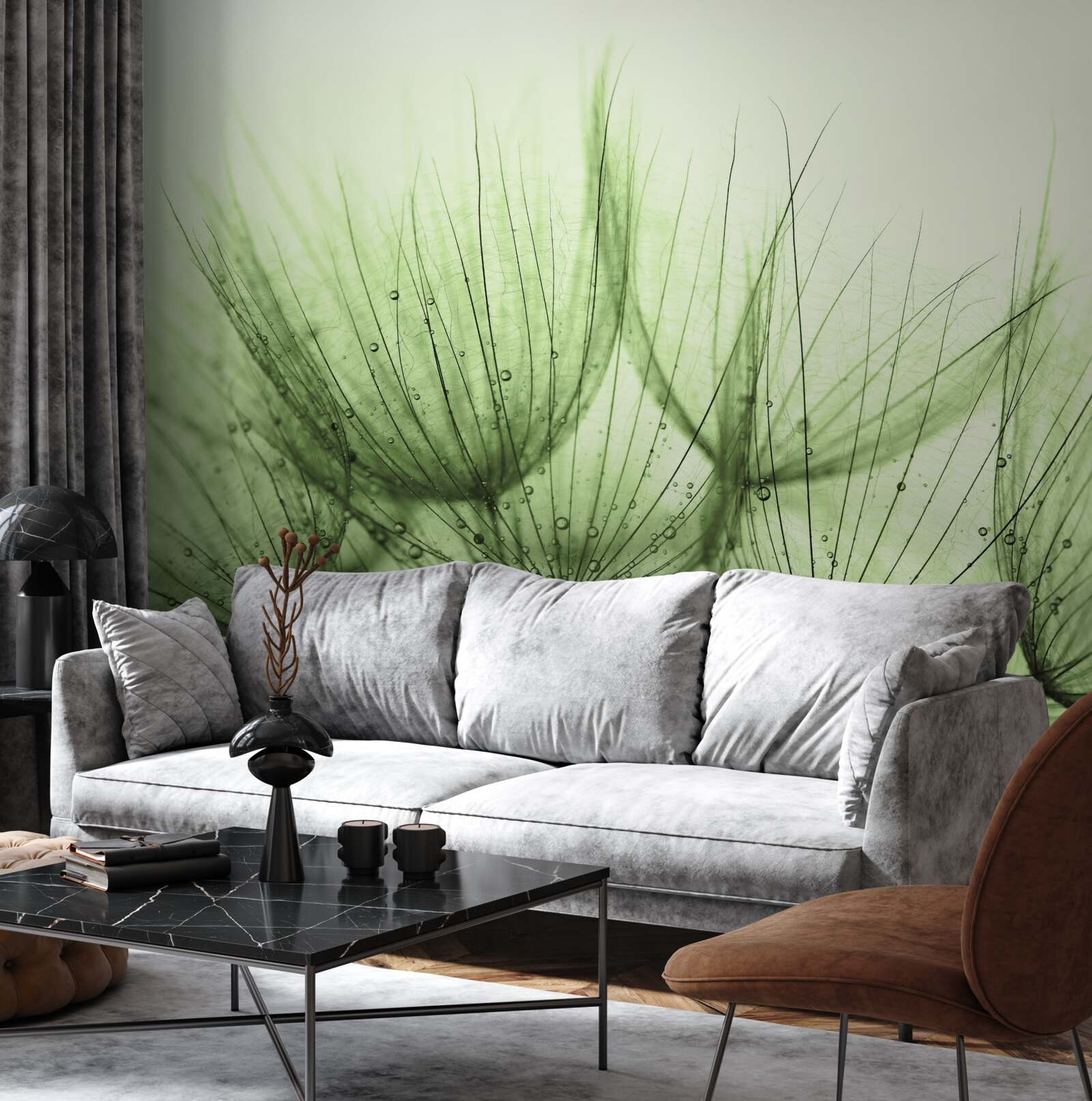 Fotobehang verzameling luchtige paardenbloemen