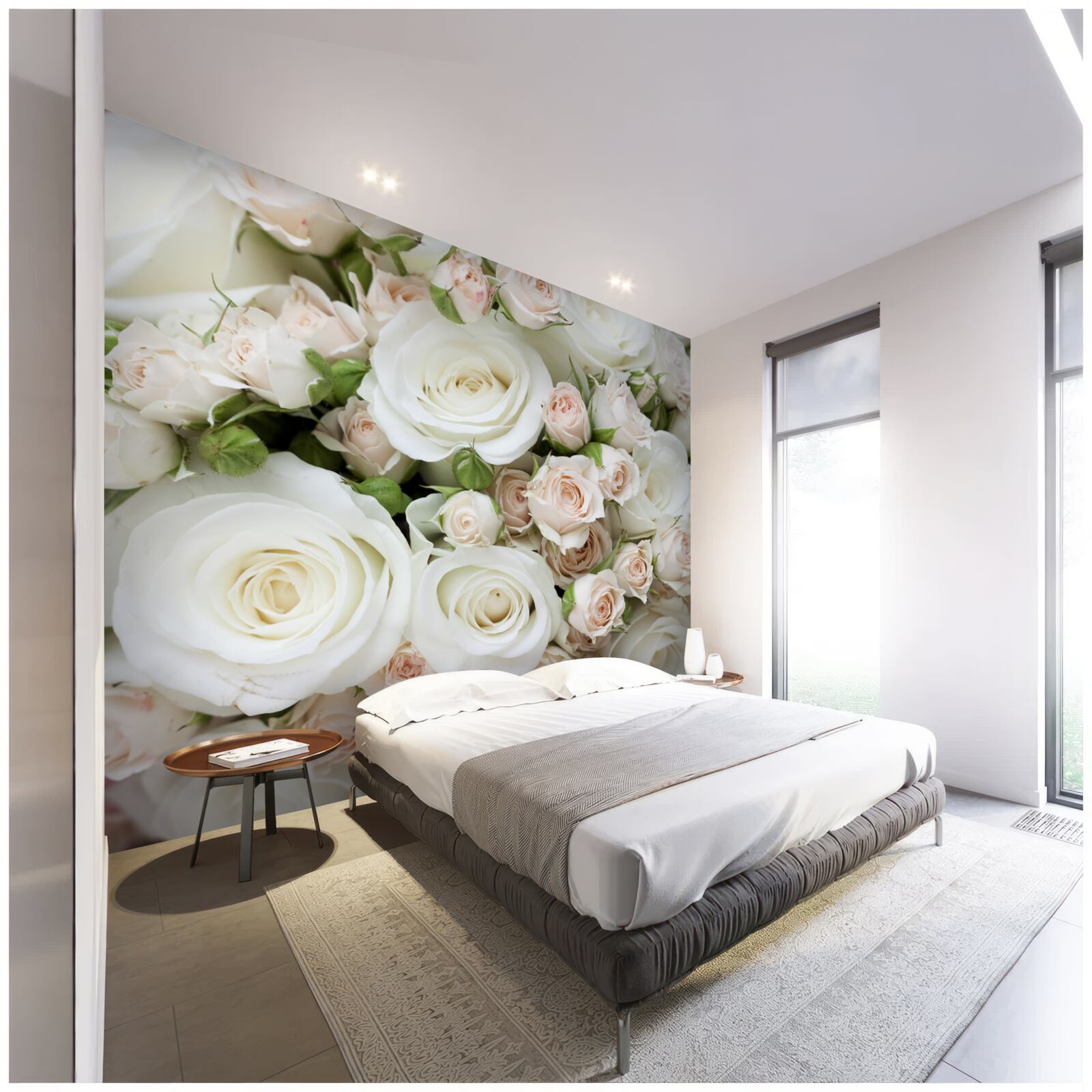 Fotobehang boeket bevat beige en witte trosrozen