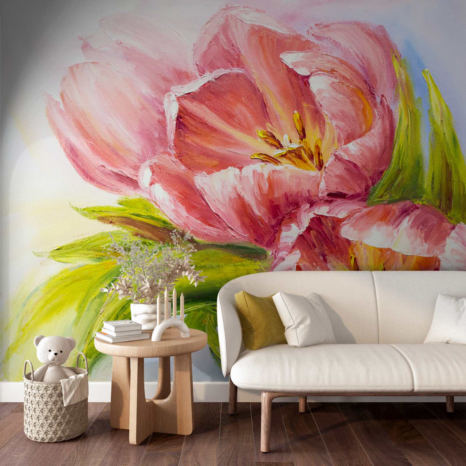 Fotobehang tulpen getekend met veel smaak en schoonheid