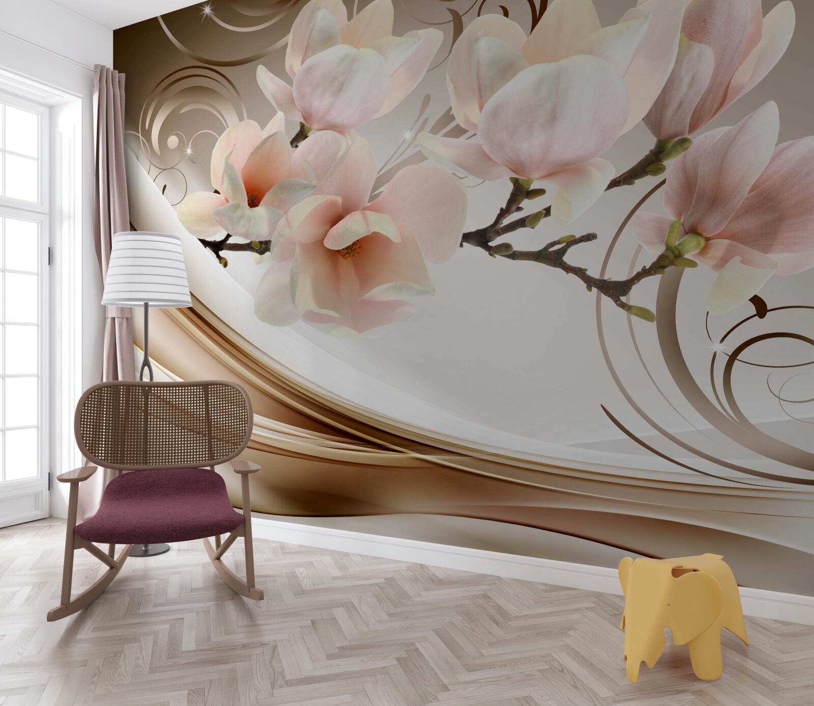 Fotobehang een bloeiende tak versierd met delicate roze bloemen