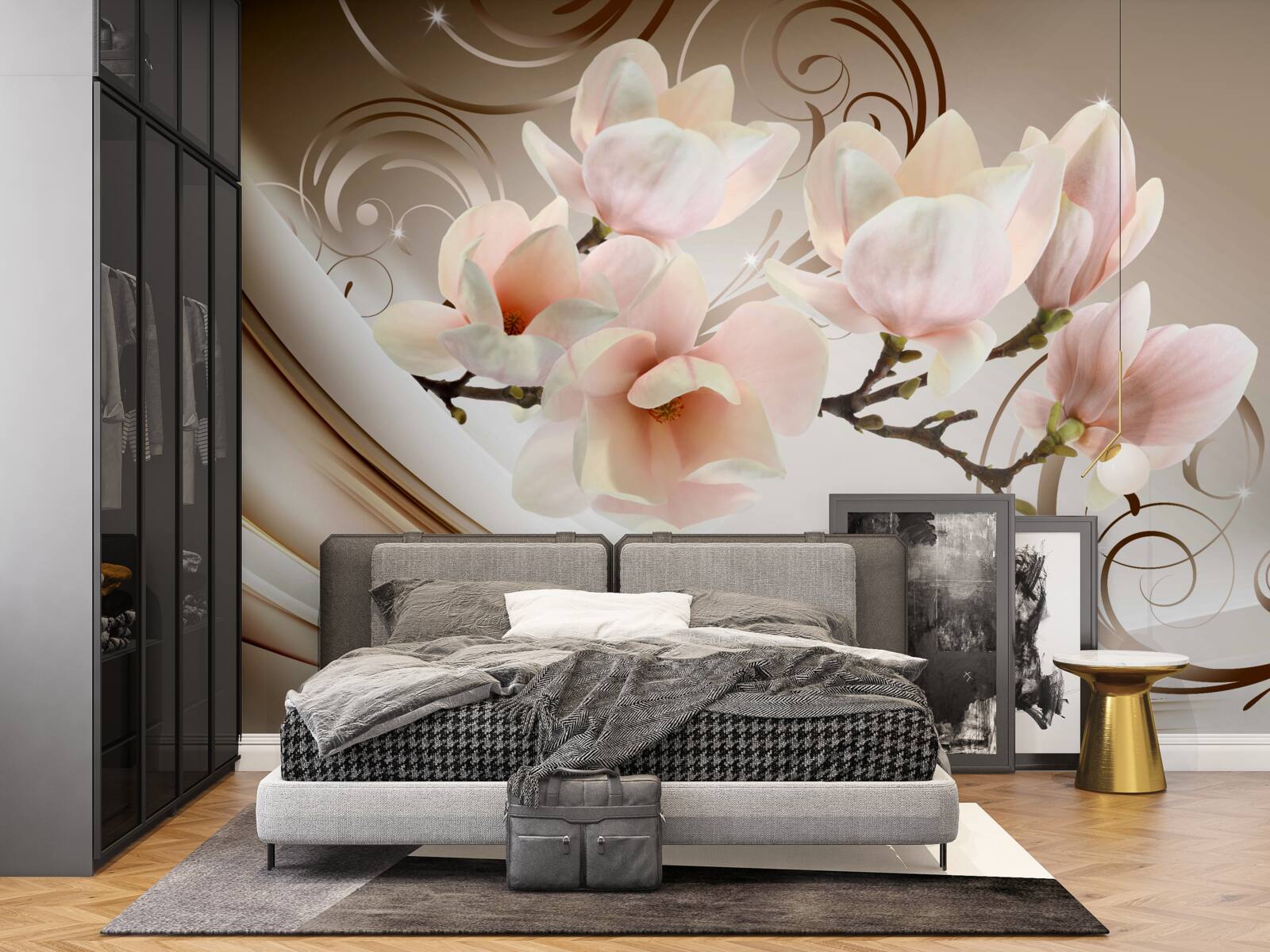 Fotobehang een bloeiende tak versierd met delicate roze bloemen