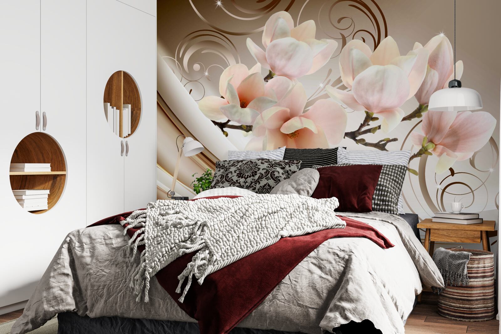 Fotobehang een bloeiende tak versierd met delicate roze bloemen