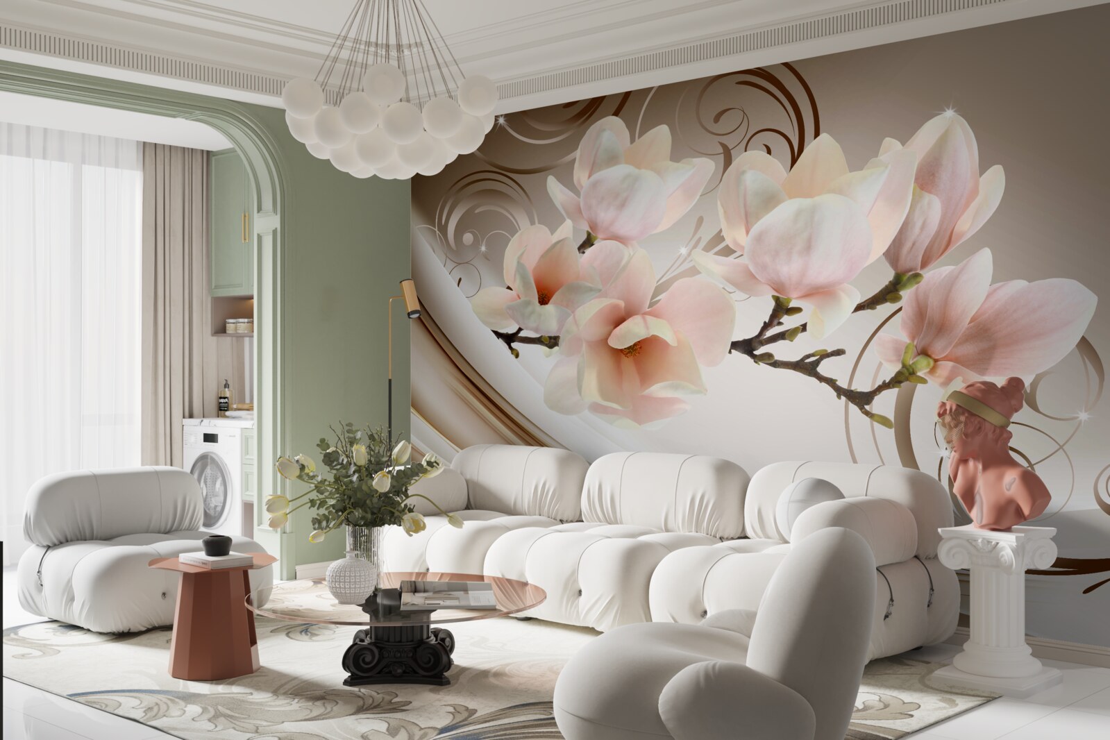 Fotobehang een bloeiende tak versierd met delicate roze bloemen