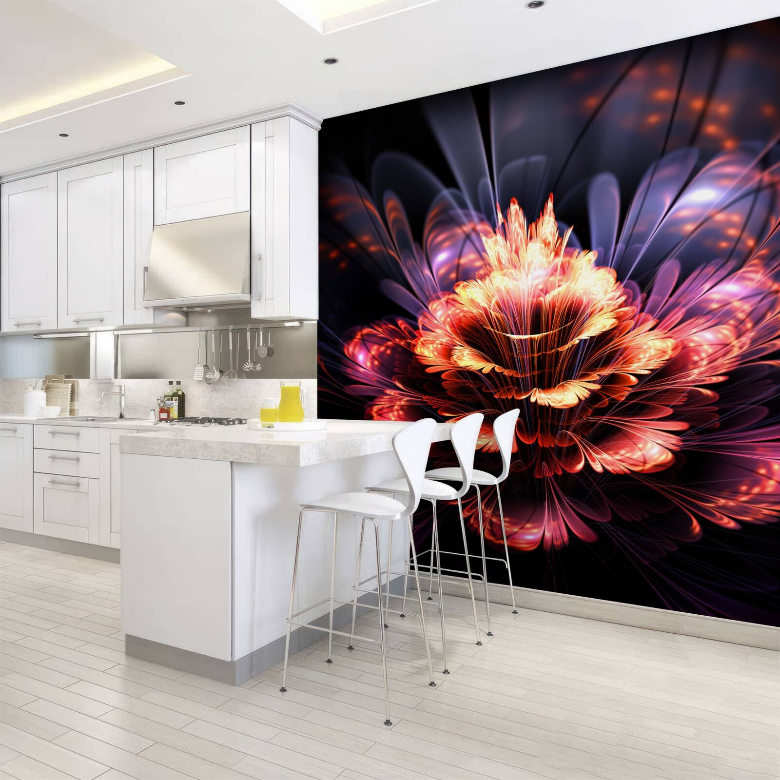 Fotobehang een prachtige bloem die gloeit als een vlam