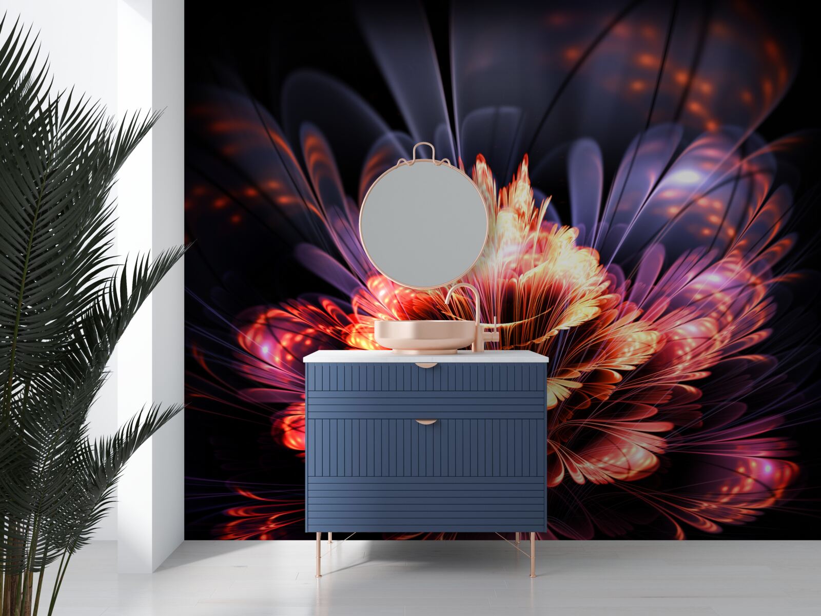 Fotobehang een prachtige bloem die gloeit als een vlam