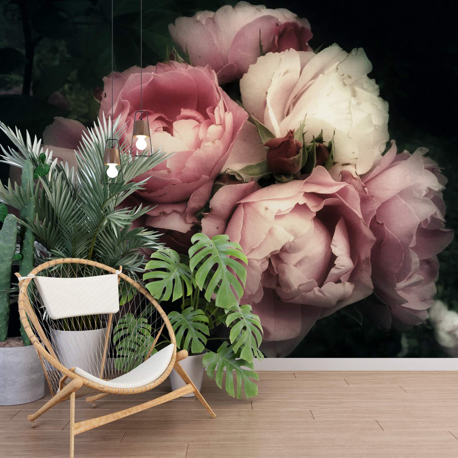 Fotobehang grote roze rozen