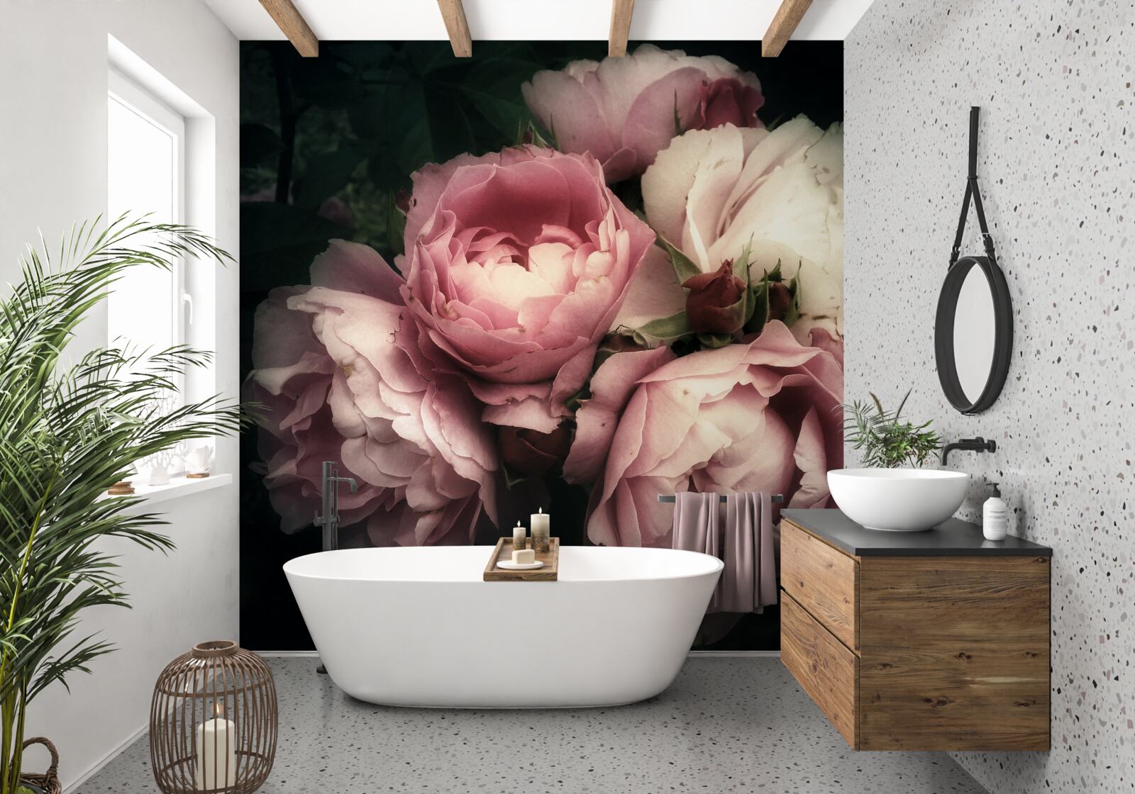 Fotobehang grote roze rozen