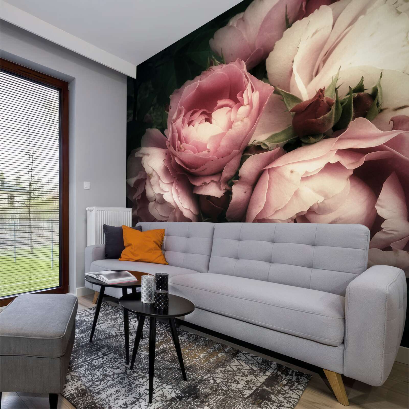 Fotobehang grote roze rozen