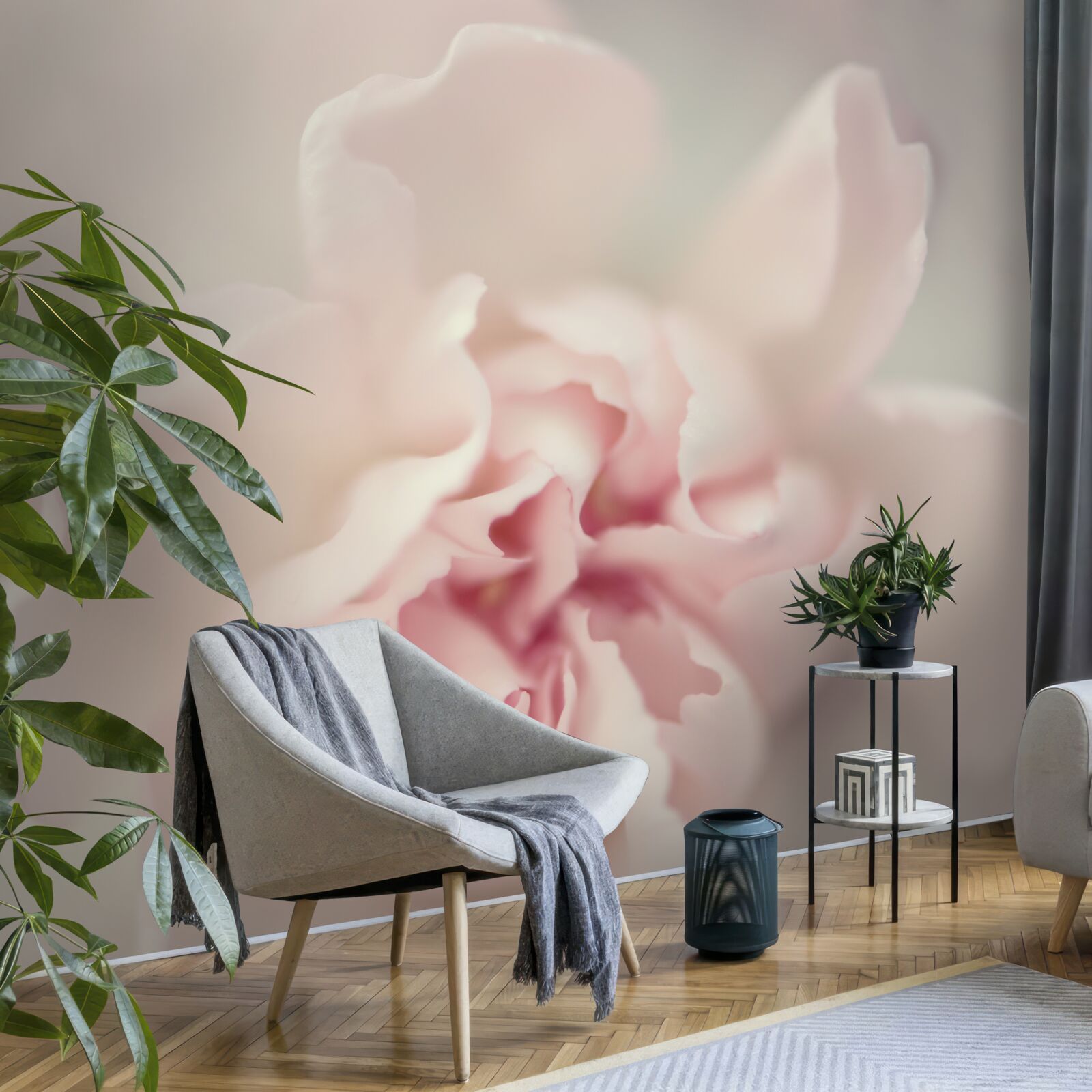 Fotobehang knop in delicate roze tinten