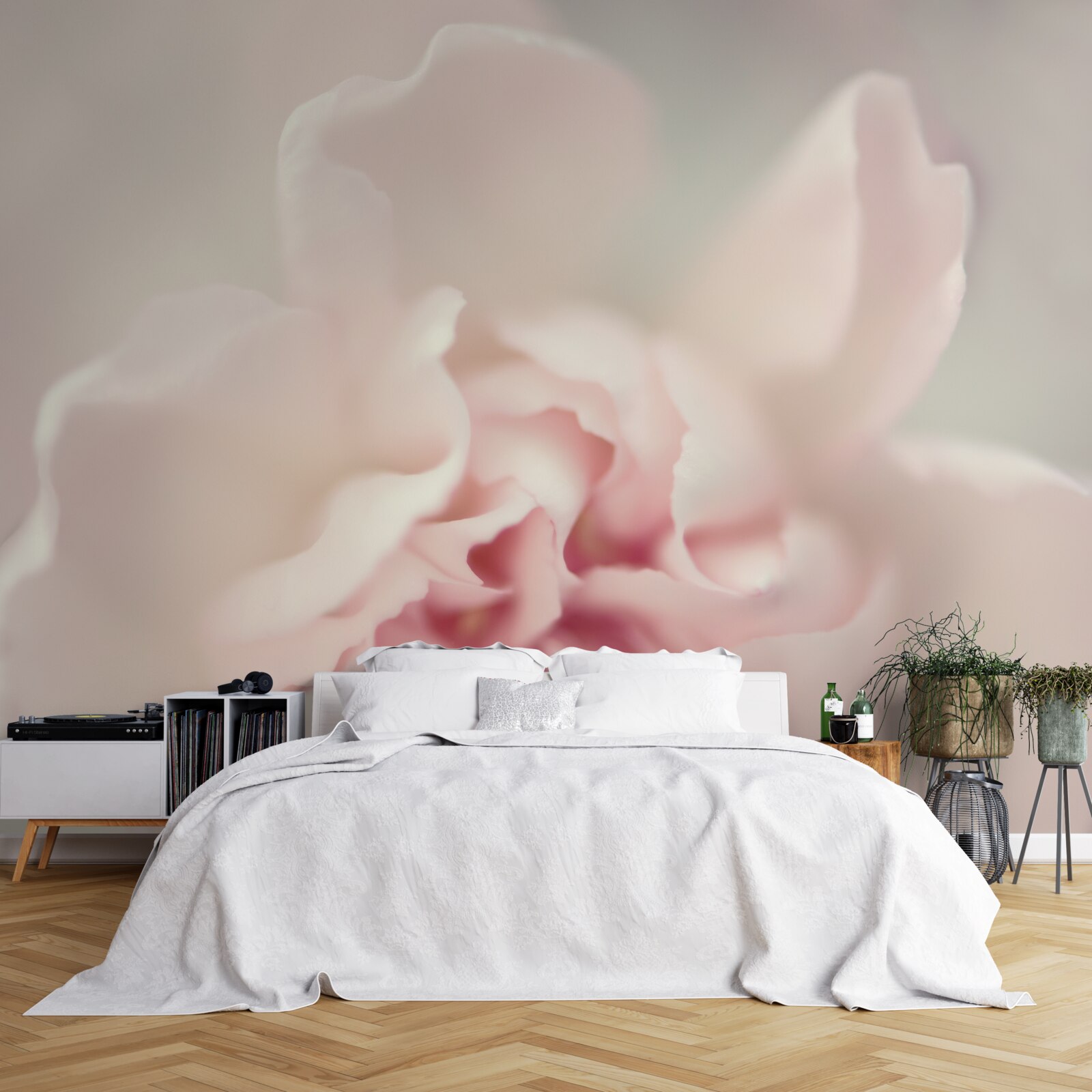 Fotobehang knop in delicate roze tinten