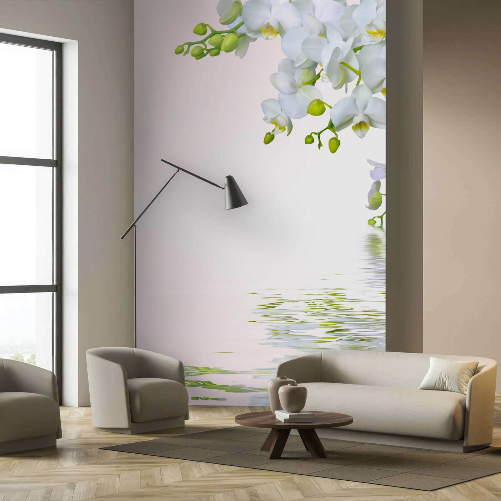 Fotobehang orchideeën wit als sneeuw bij dageraad