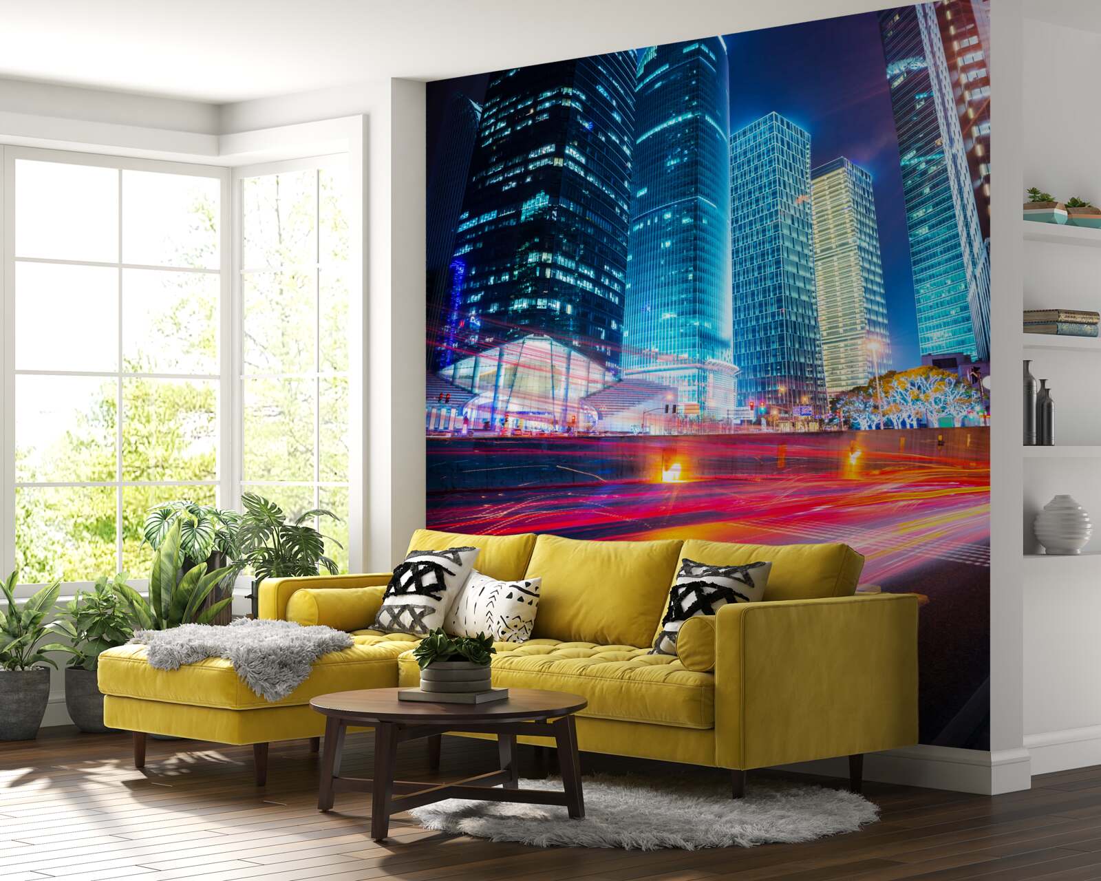 Fotobehang nachtlandschap van de metropool