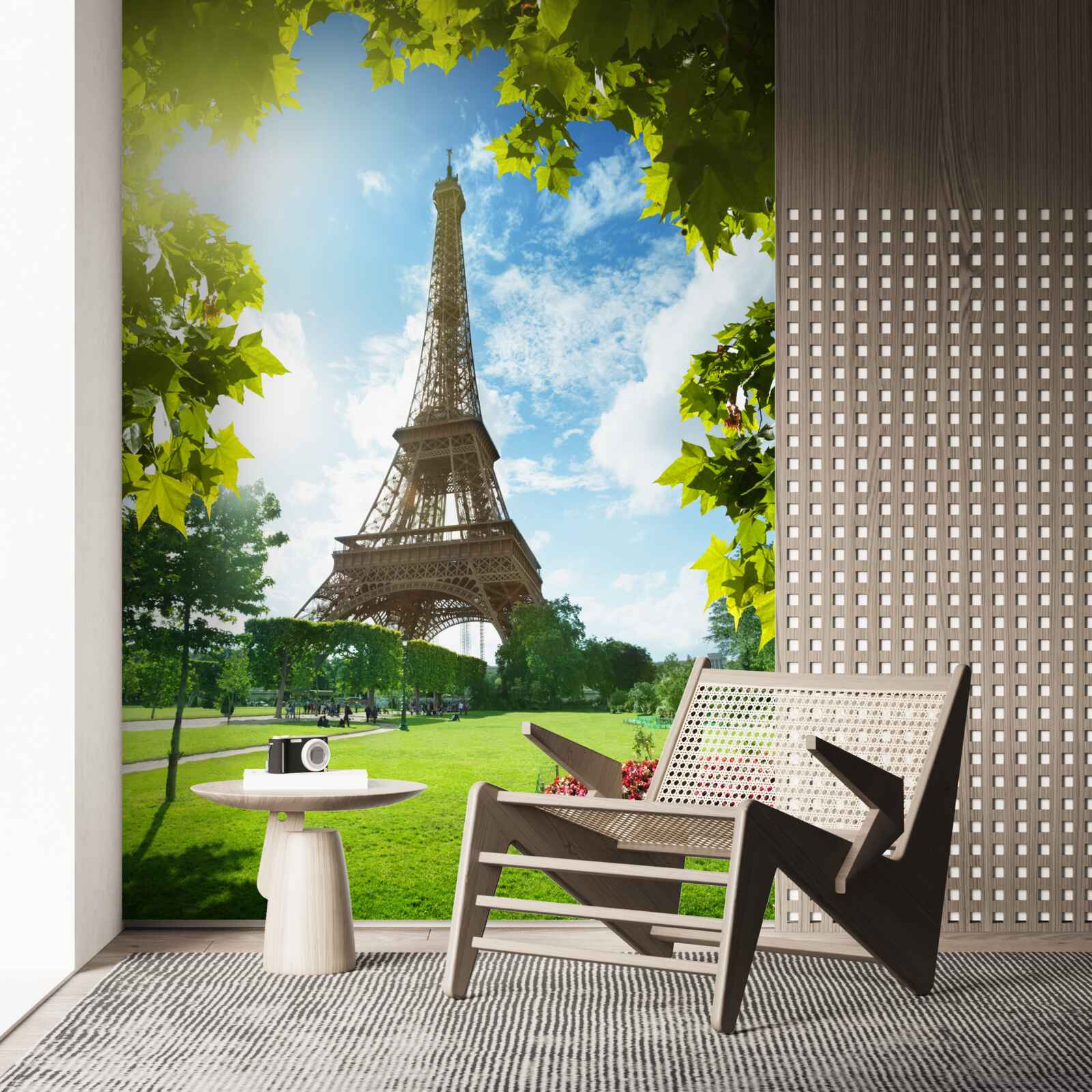 Fotobehang adembenemend panorama van de eiffeltoren