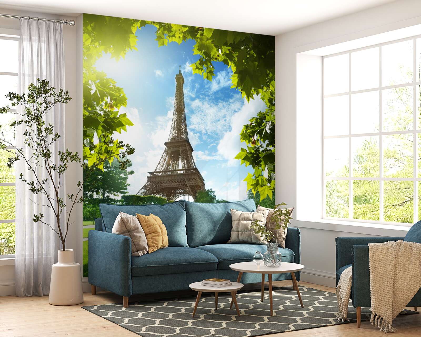 Fotobehang adembenemend panorama van de eiffeltoren