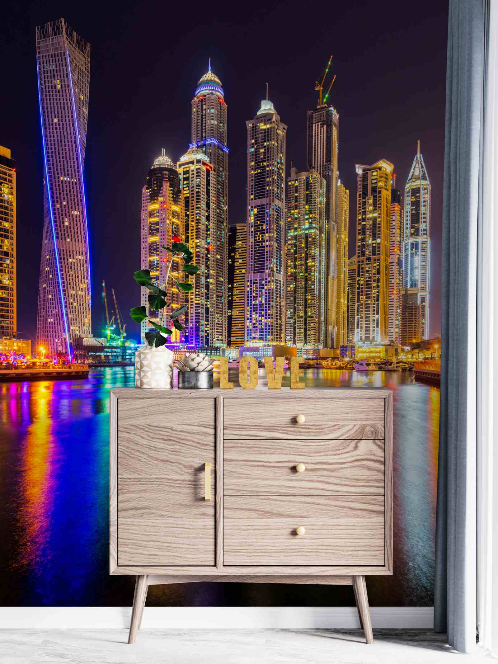 Fotobehang nachtelijke stadsverlichting