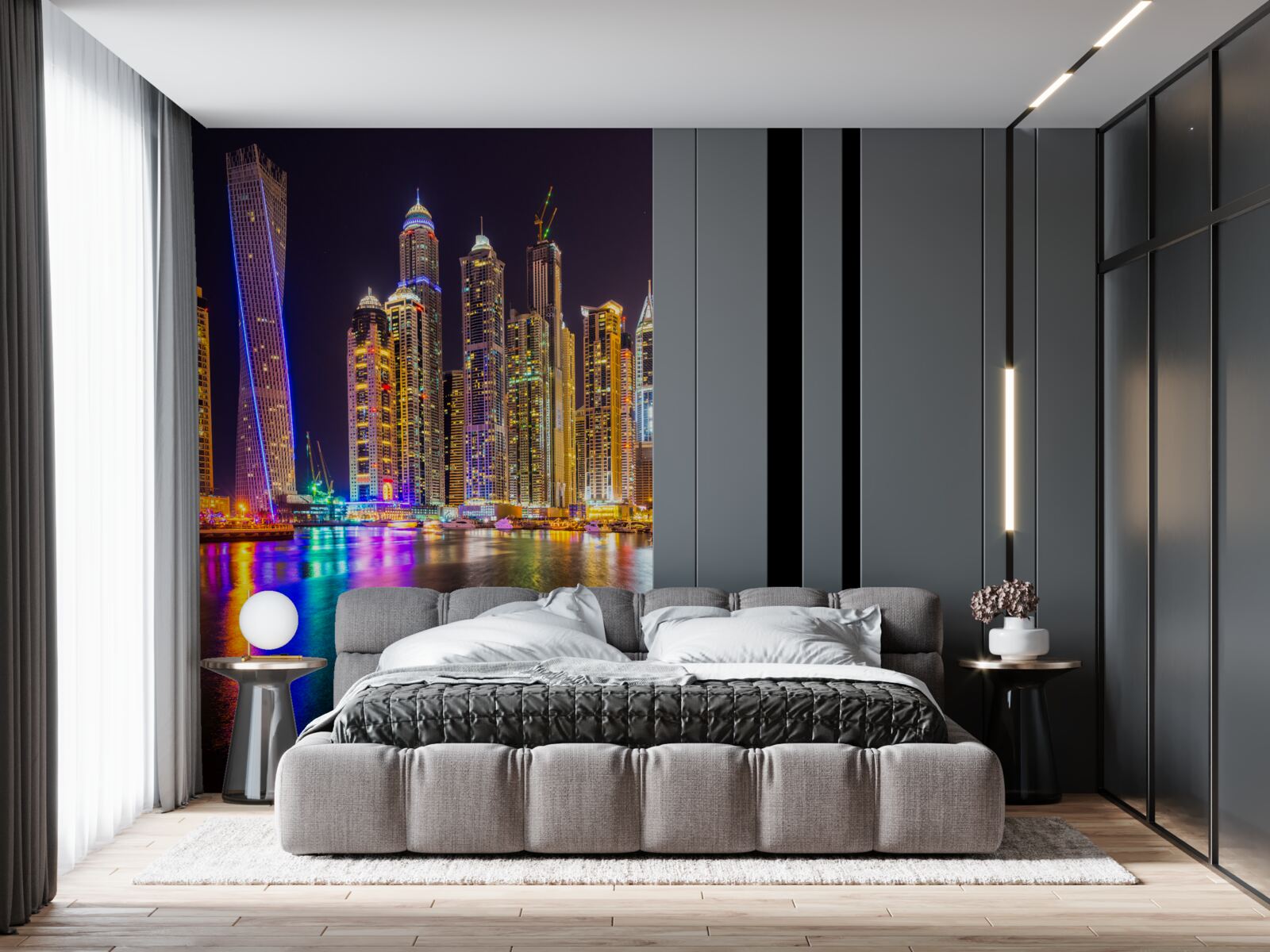 Fotobehang nachtelijke stadsverlichting