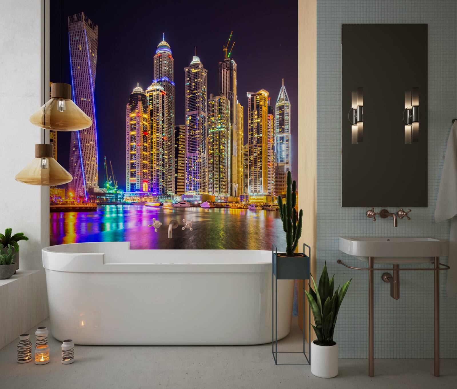 Fotobehang nachtelijke stadsverlichting