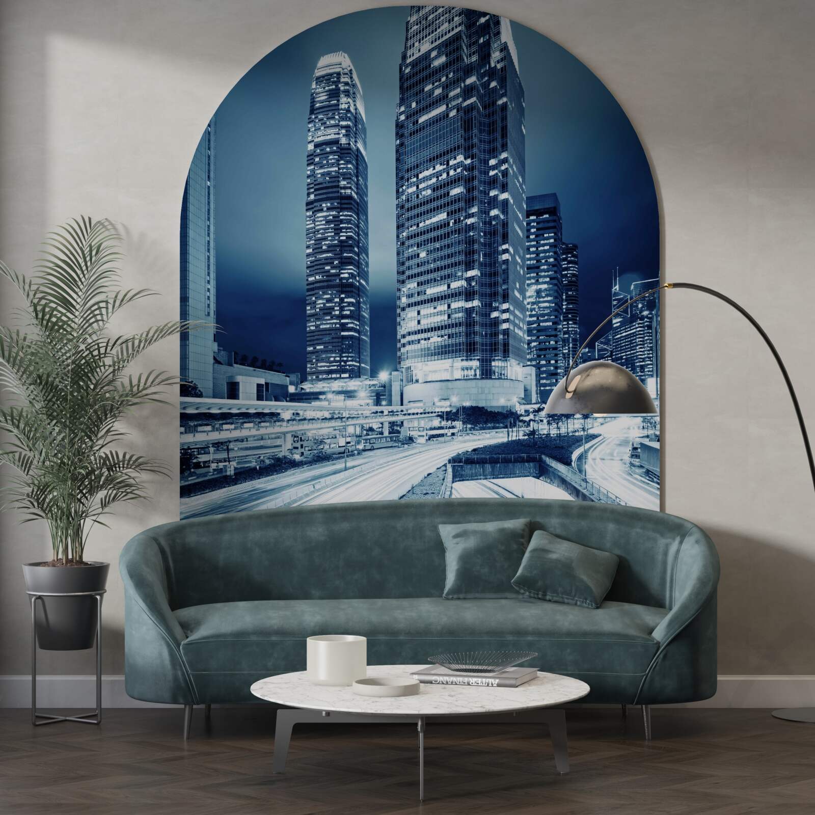 Fotobehang Pad naar hoogbouw