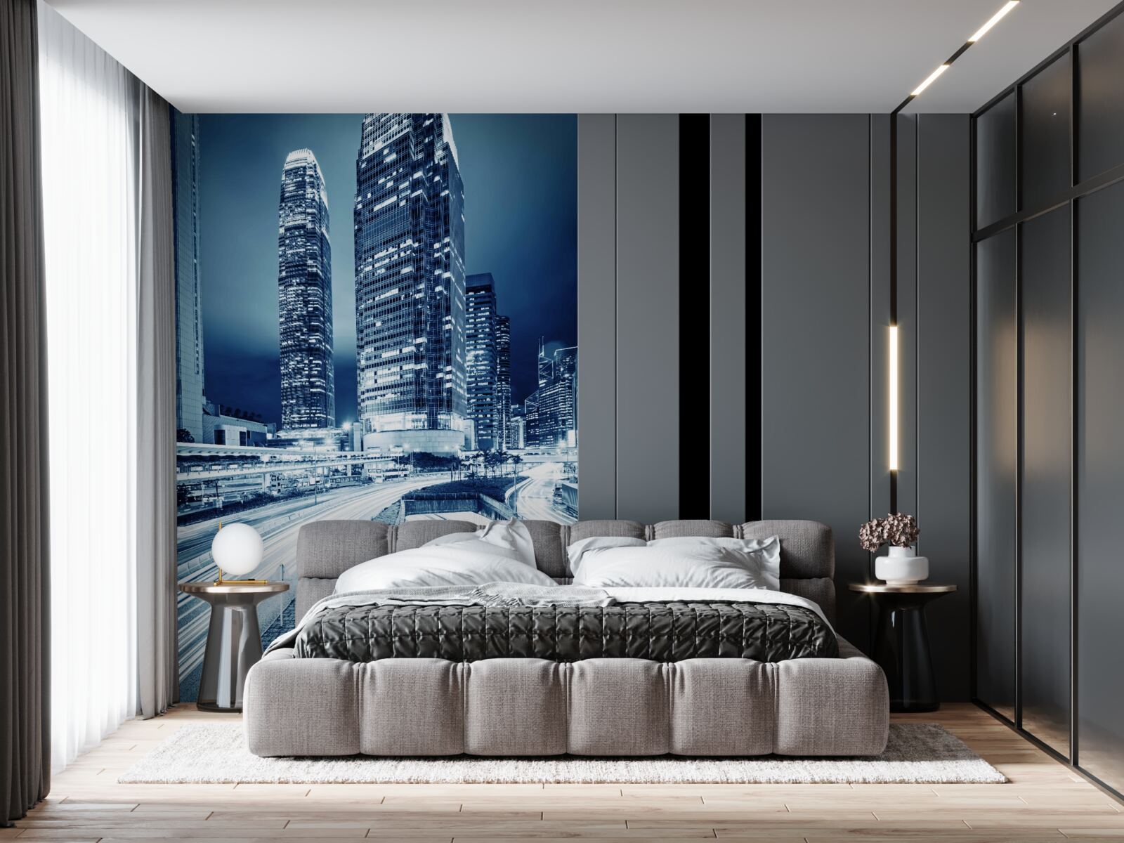 Fotobehang Pad naar hoogbouw