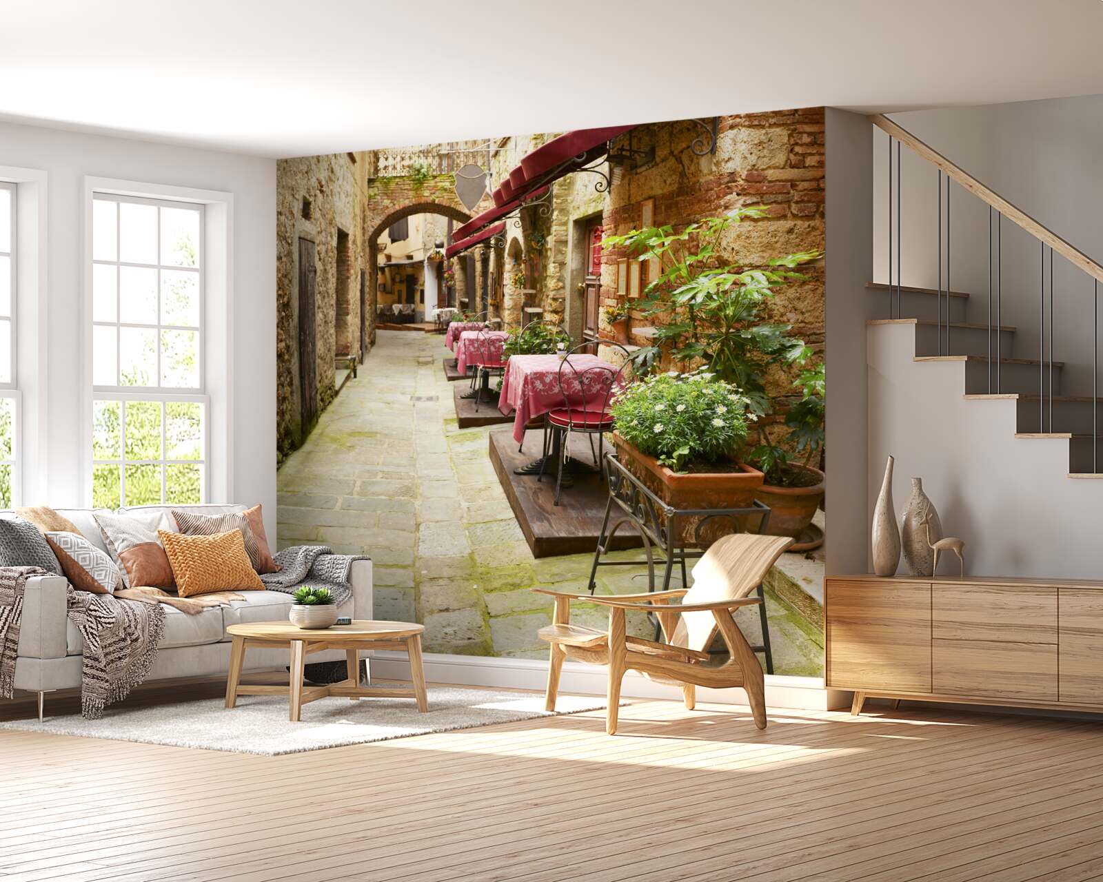 Fotobehang rustige straat in een historisch deel van de stad