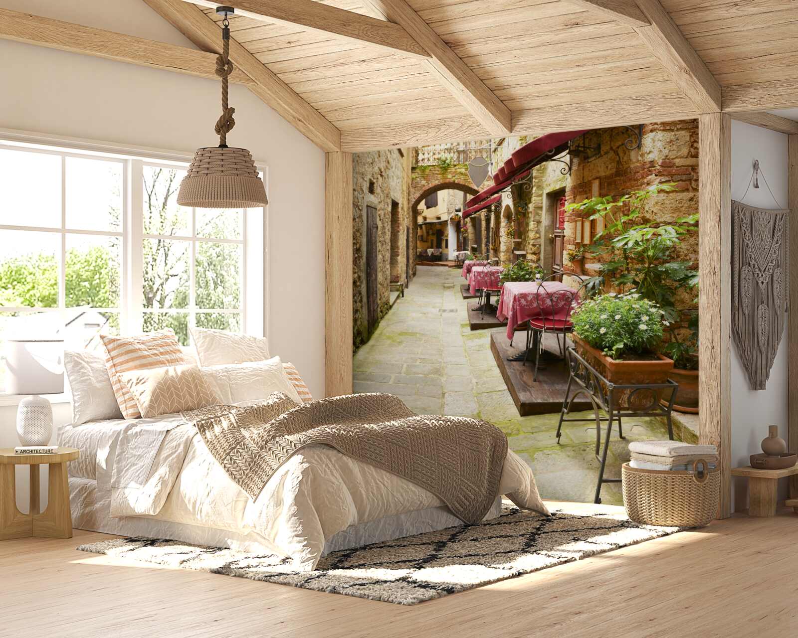 Fotobehang rustige straat in een historisch deel van de stad