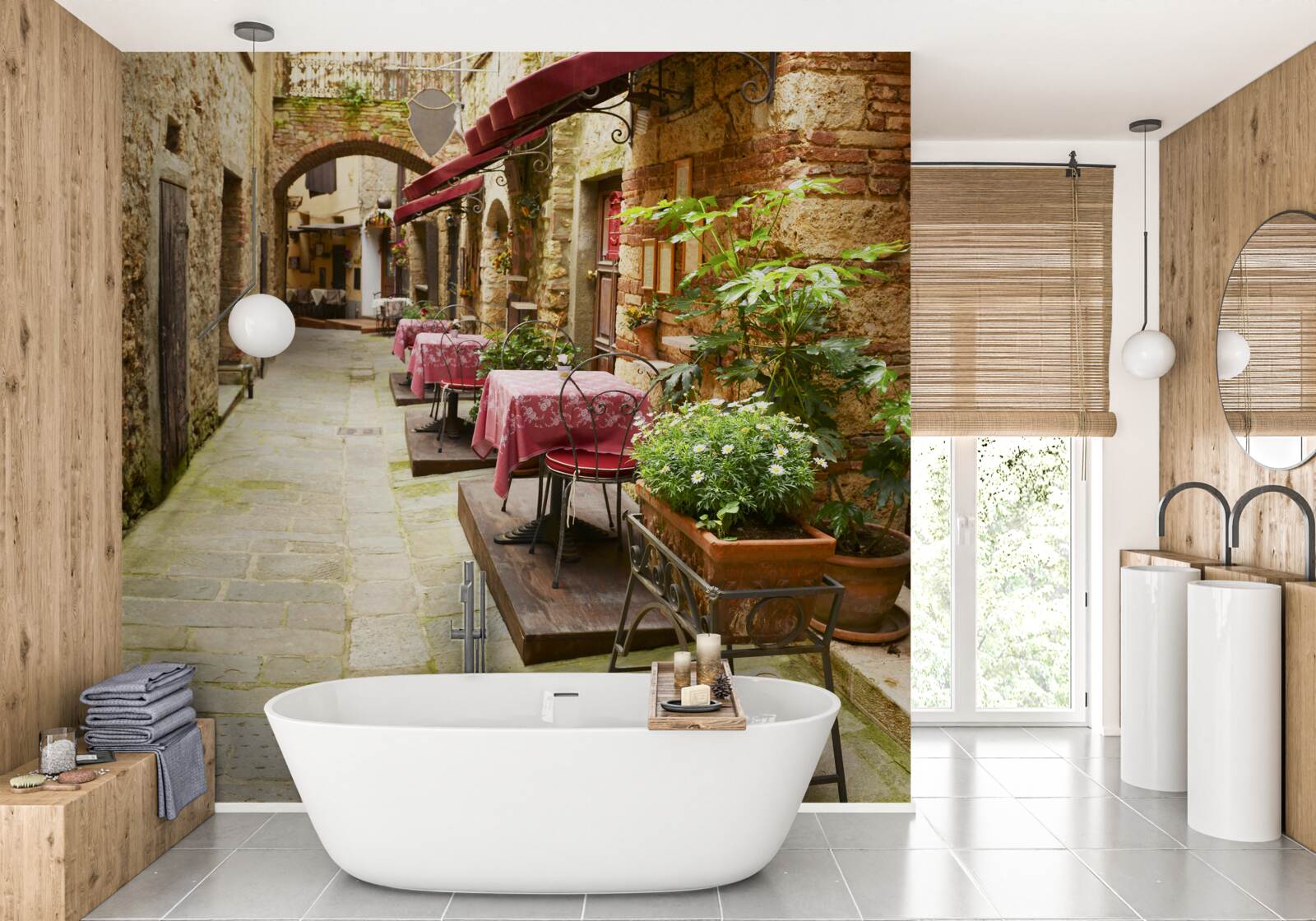 Fotobehang rustige straat in een historisch deel van de stad