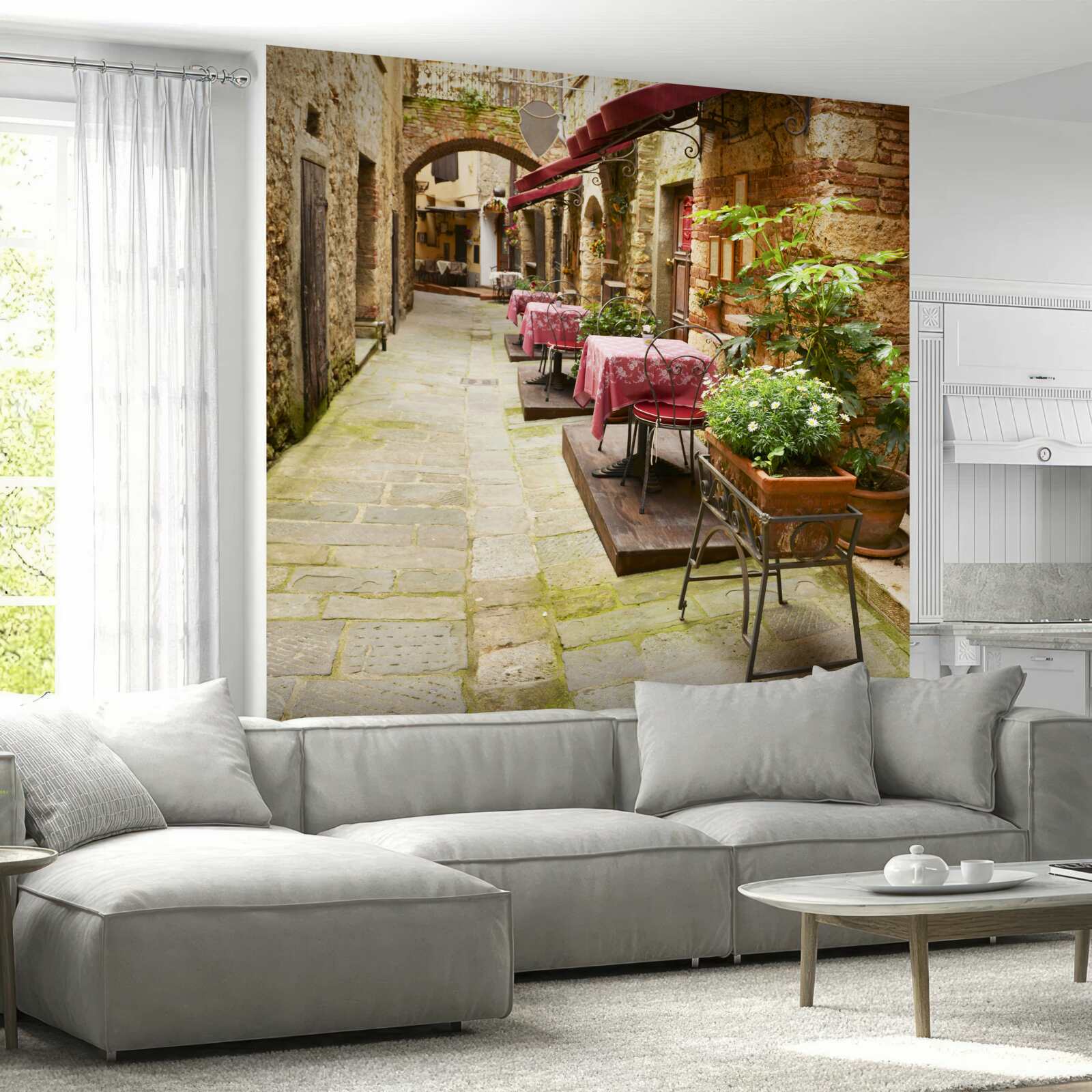 Fotobehang rustige straat in een historisch deel van de stad