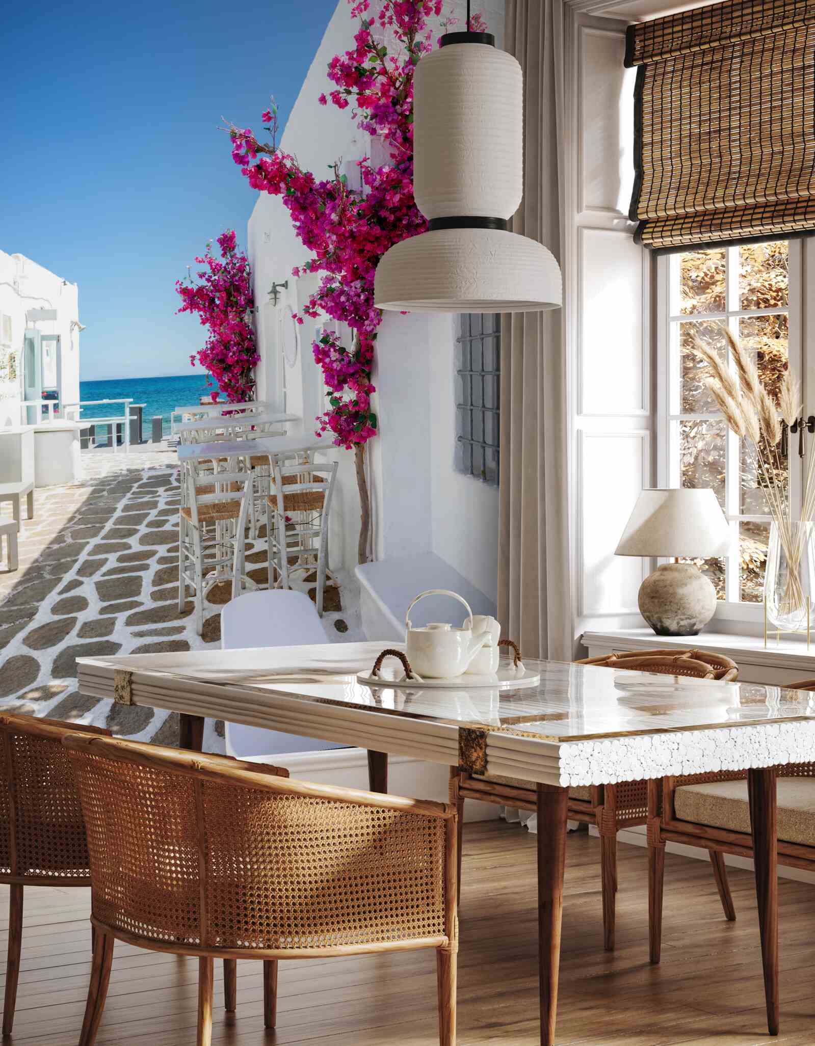 Fotobehang zeestraat wit geschilderd