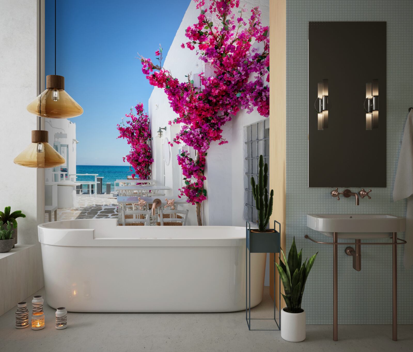 Fotobehang zeestraat wit geschilderd