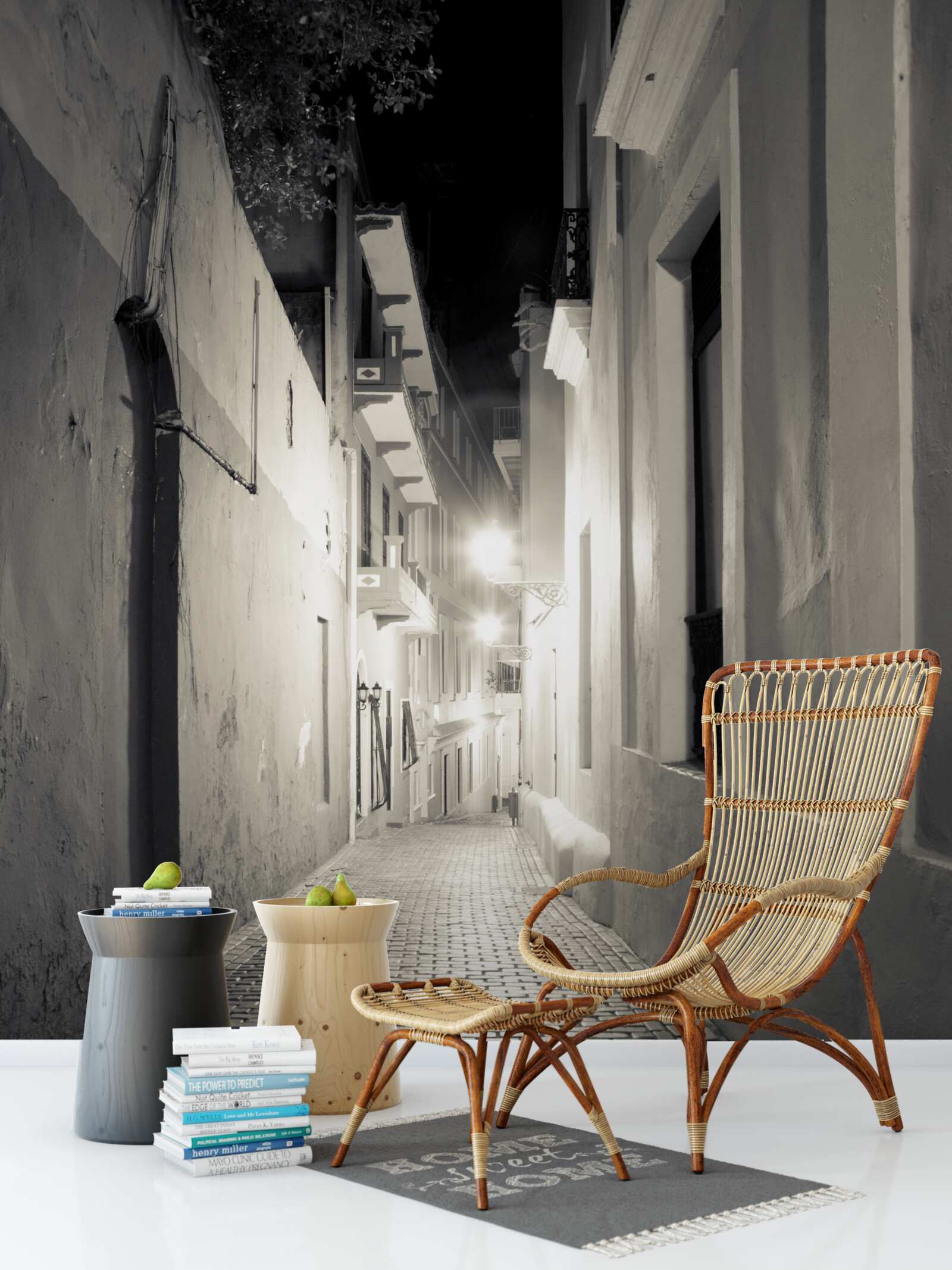 Fotobehang een nachtelijke straat zonder mensen