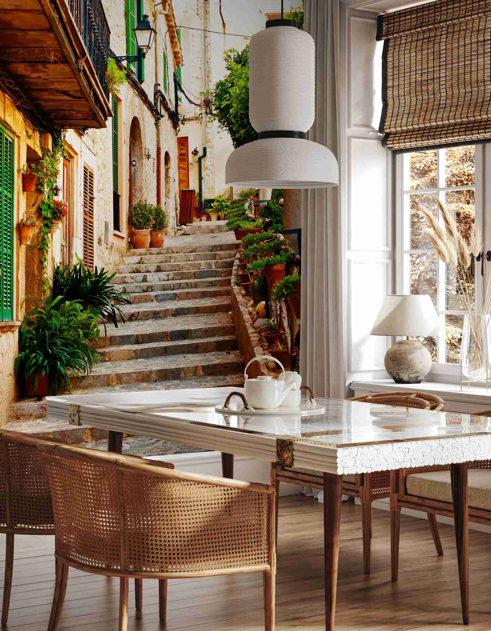 Fotobehang stenen trap voor privéwoningen