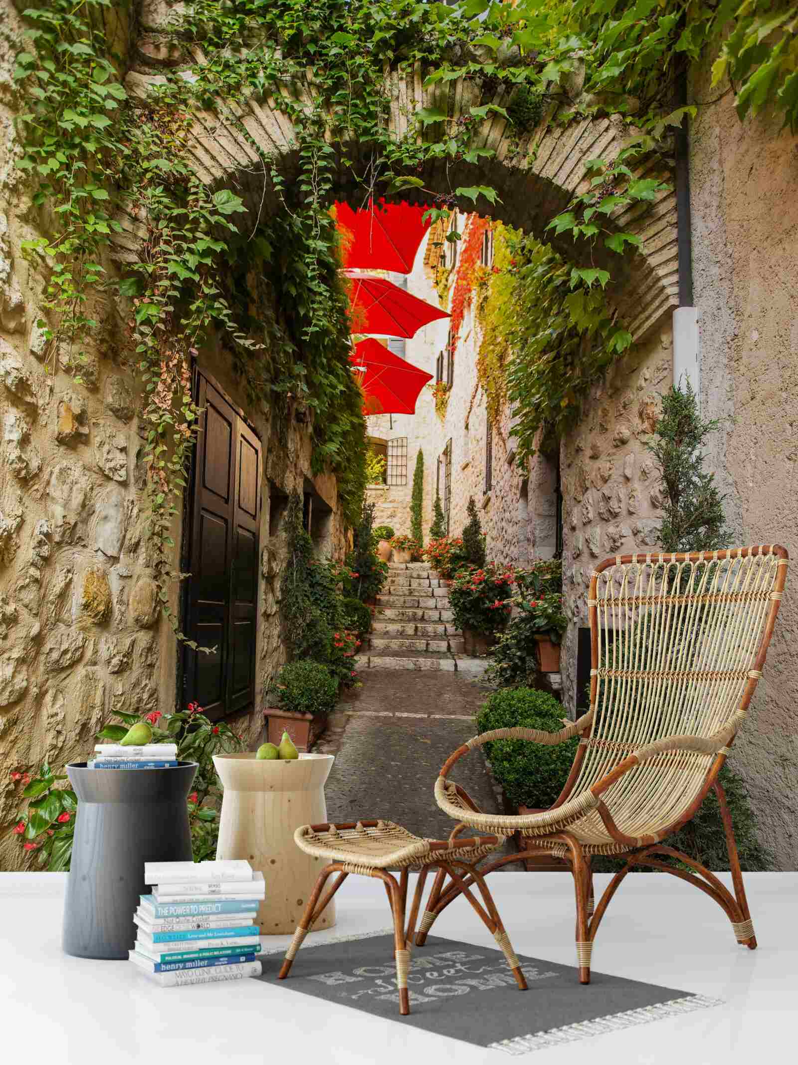 Fotobehang Een stenen boog in een oude straat