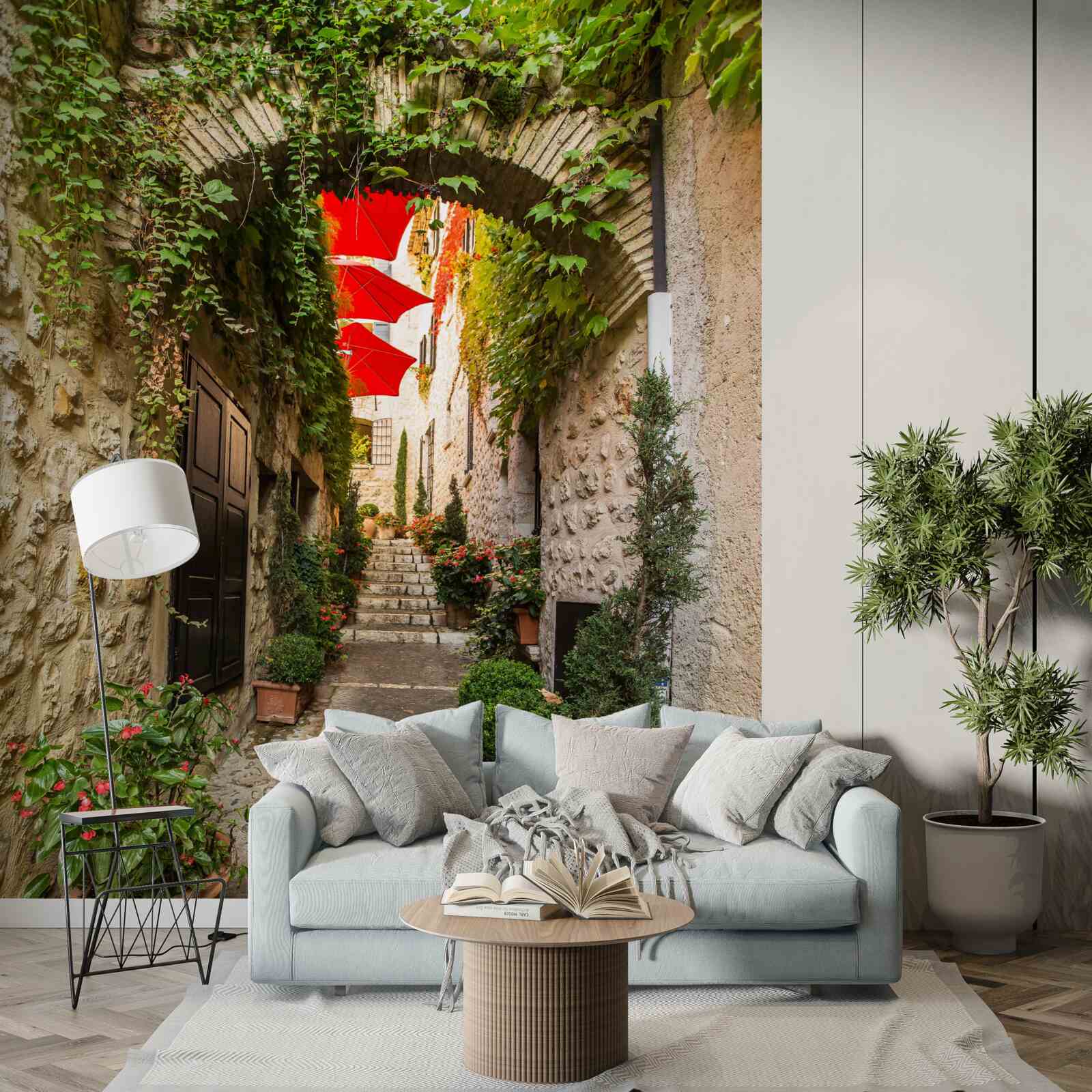 Fotobehang Een stenen boog in een oude straat