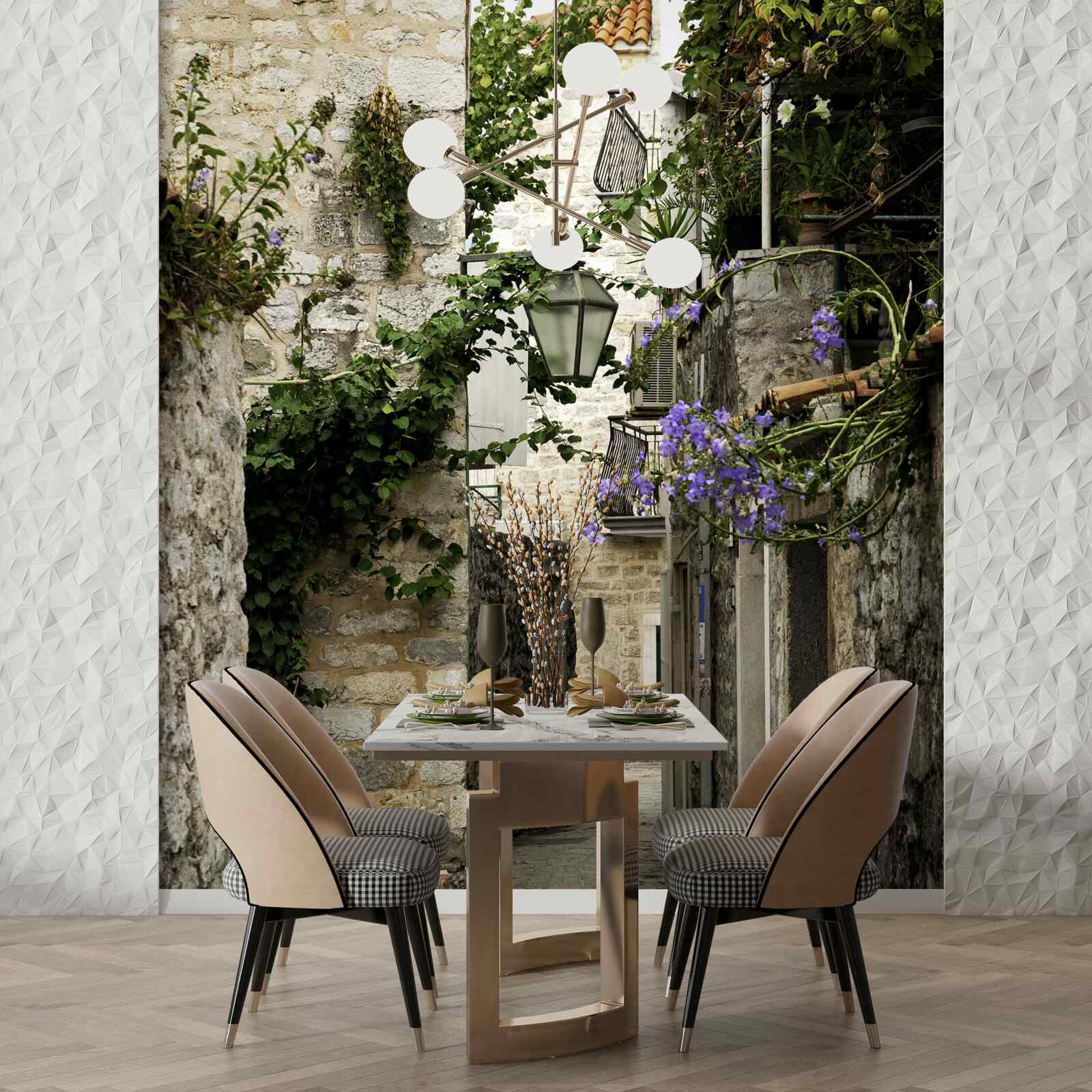 Fotobehang oude stadsweg van steen